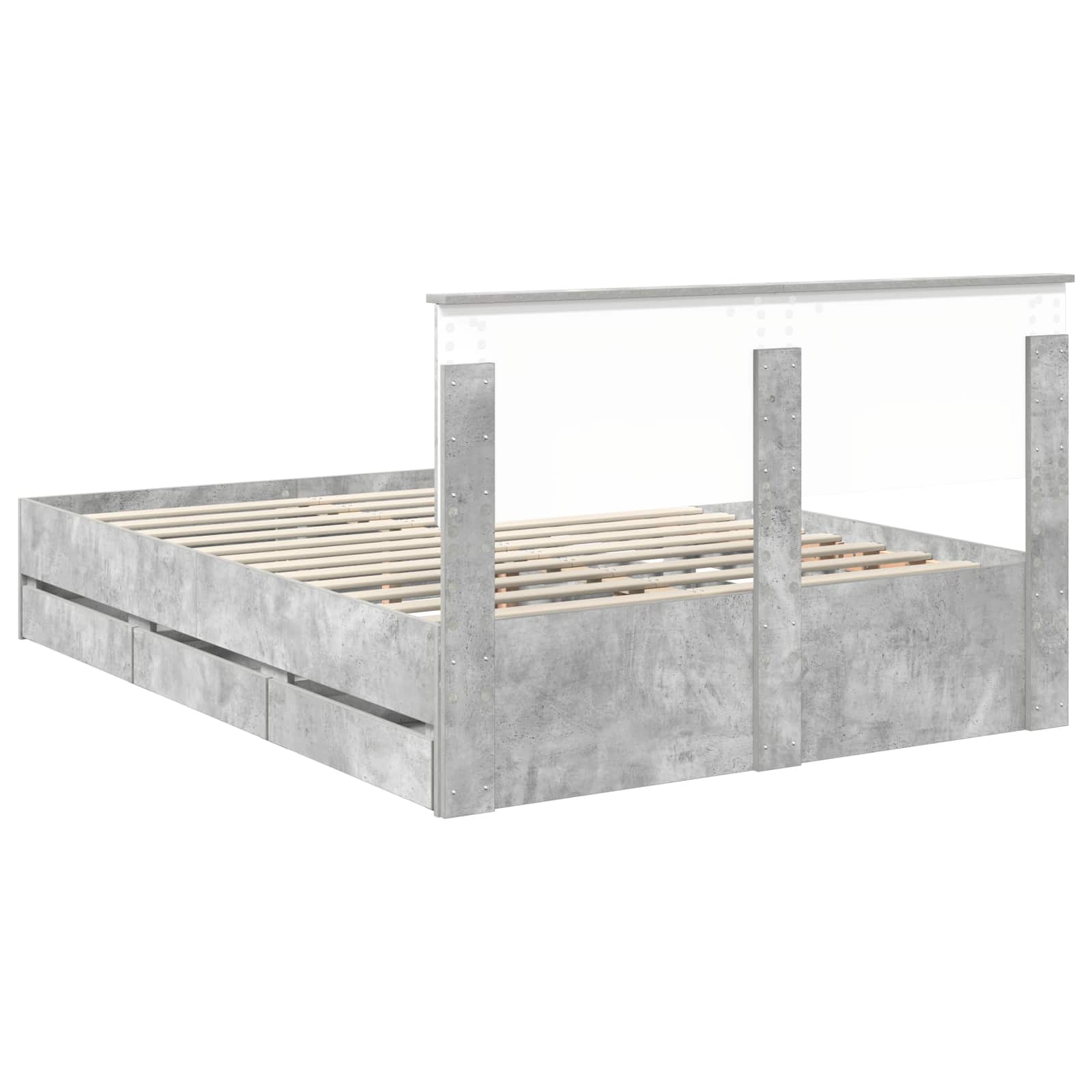 Bedframe met lade Beton Grijs 140 x 200 cm Ingenieurshout is nu te koop bij PeponiXL, paradijselijk wonen!