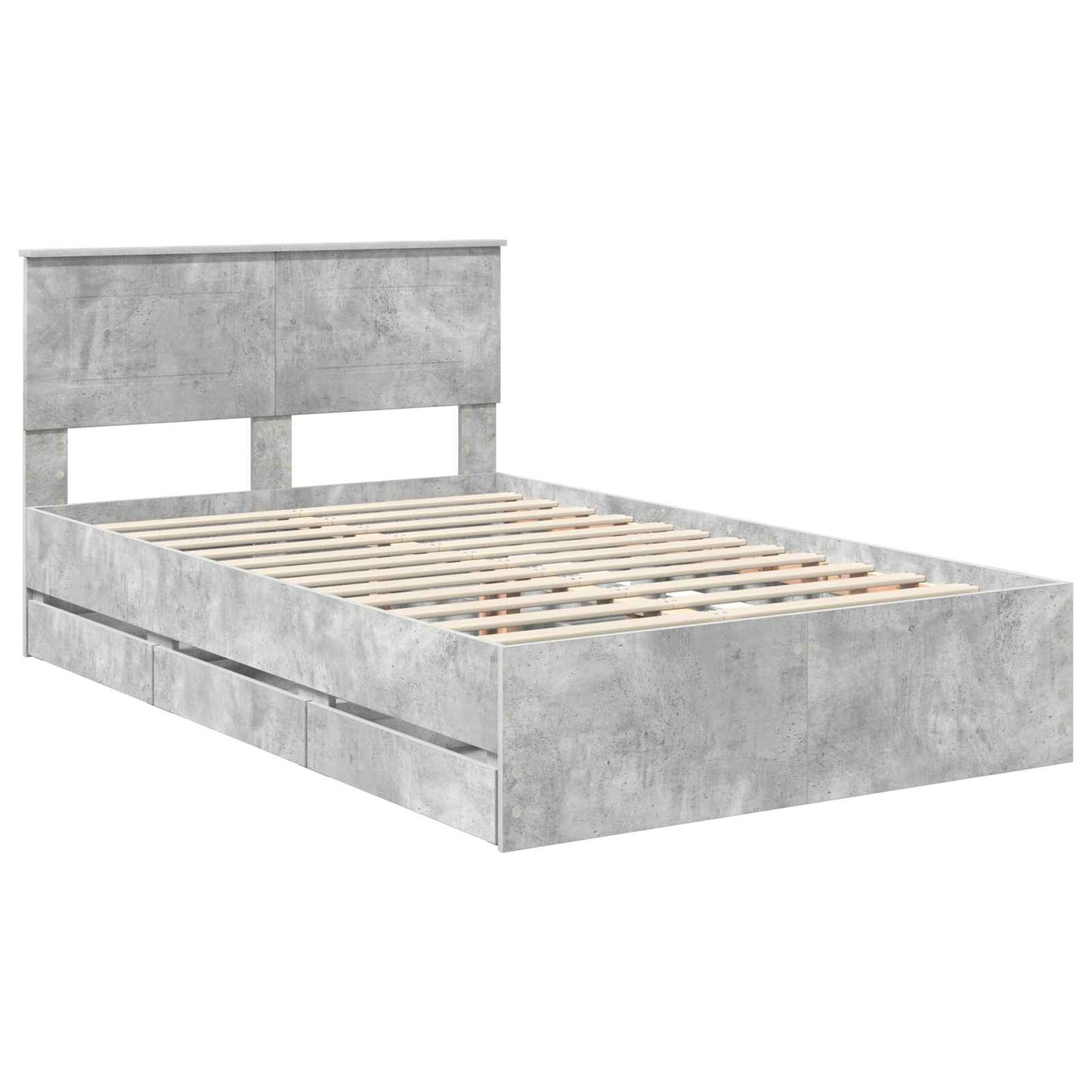 Bedframe met lade Beton Grijs 135 x 190 cm Ingenieurshout is nu te koop bij PeponiXL, paradijselijk wonen!