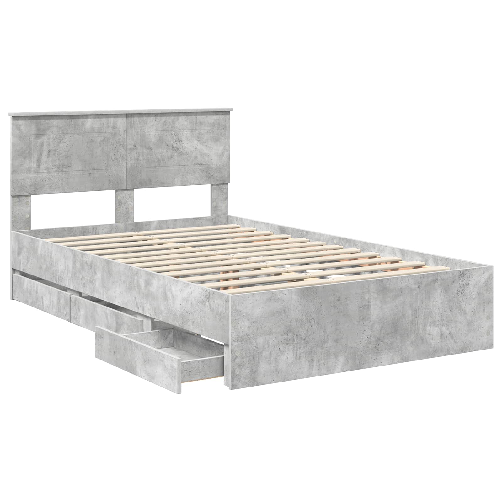 Bedframe met lade Beton Grijs 135 x 190 cm Ingenieurshout is nu te koop bij PeponiXL, paradijselijk wonen!