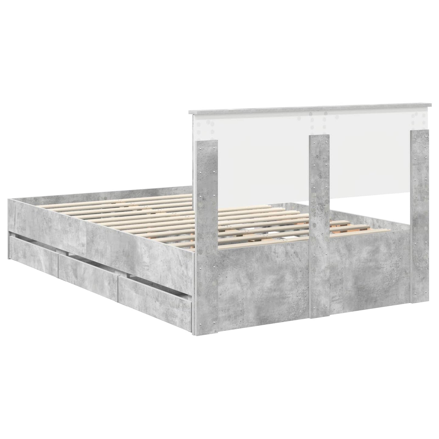 Bedframe met lade Beton Grijs 135 x 190 cm Ingenieurshout is nu te koop bij PeponiXL, paradijselijk wonen!
