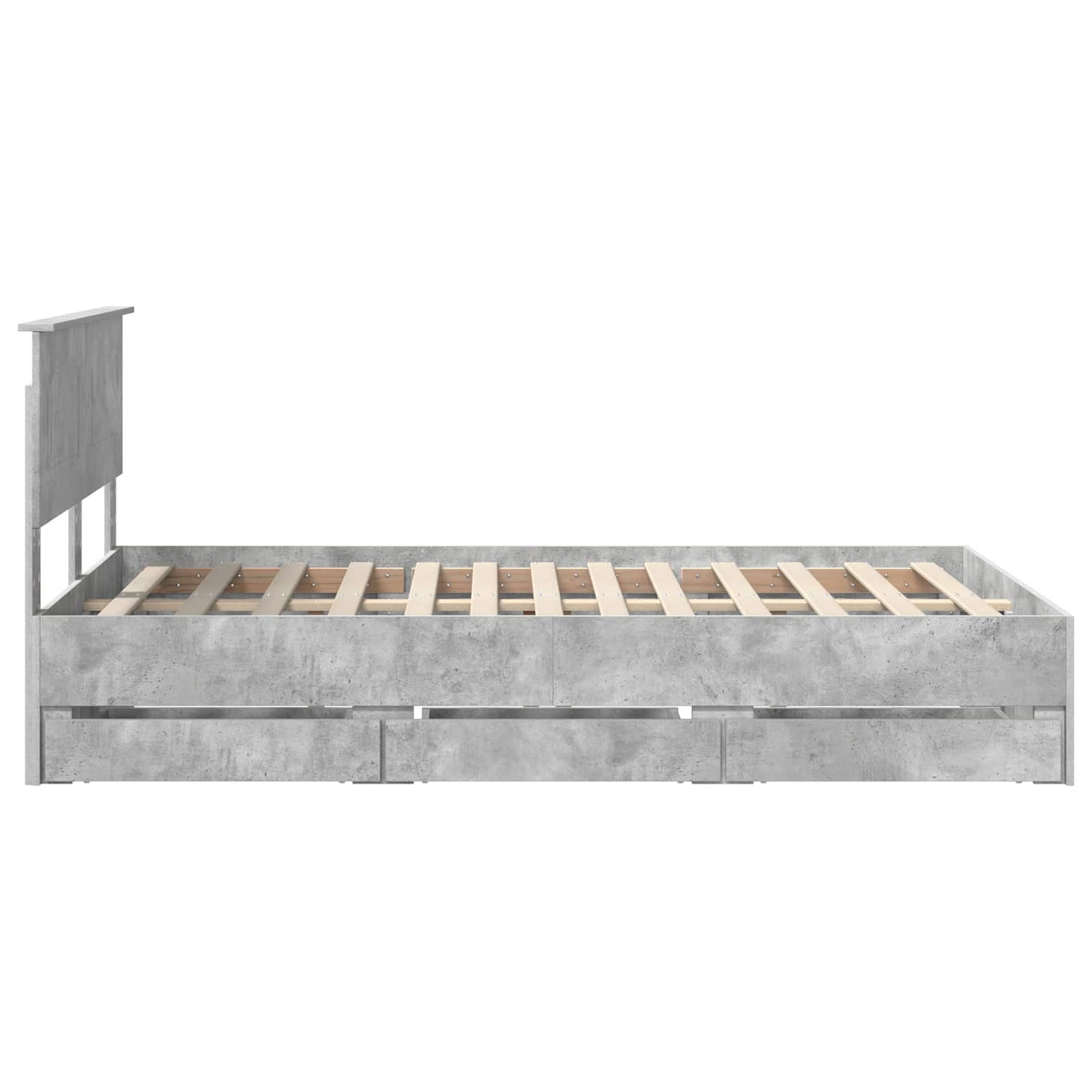 Bedframe met lade Beton Grijs 135 x 190 cm Ingenieurshout is nu te koop bij PeponiXL, paradijselijk wonen!