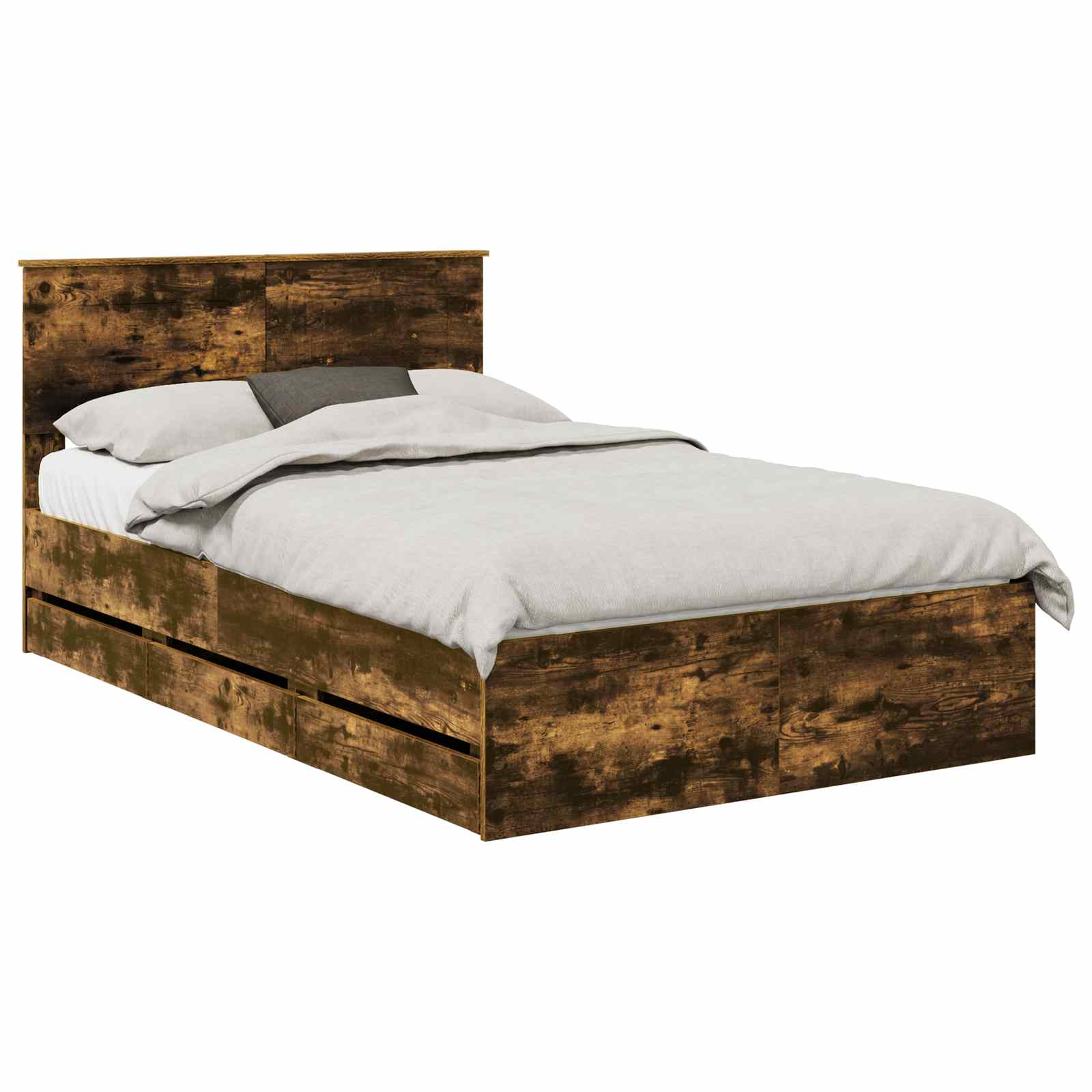 Bedframe met lade Gerookt eiken 135 x 190 cm Ingenieurshout is nu te koop bij PeponiXL, paradijselijk wonen!