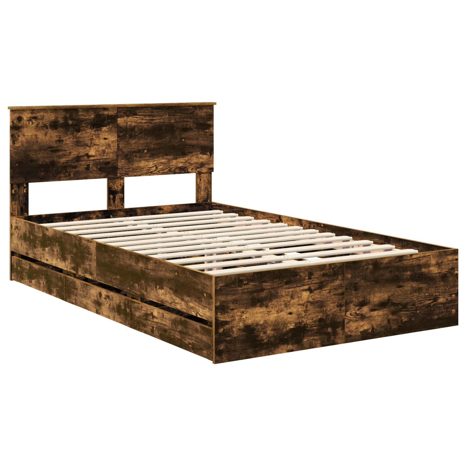 Bedframe met lade Gerookt eiken 135 x 190 cm Ingenieurshout is nu te koop bij PeponiXL, paradijselijk wonen!