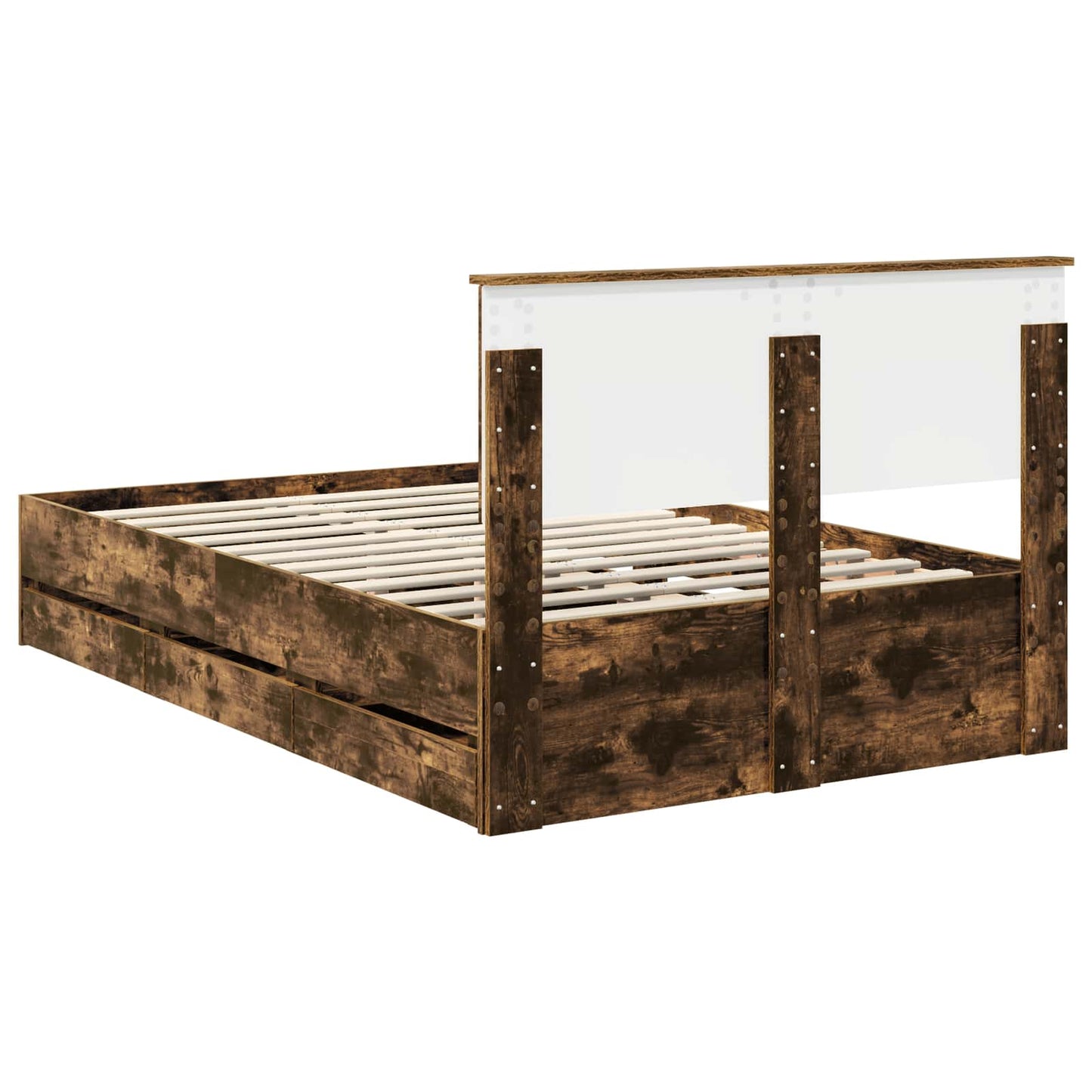 Bedframe met lade Gerookt eiken 135 x 190 cm Ingenieurshout is nu te koop bij PeponiXL, paradijselijk wonen!