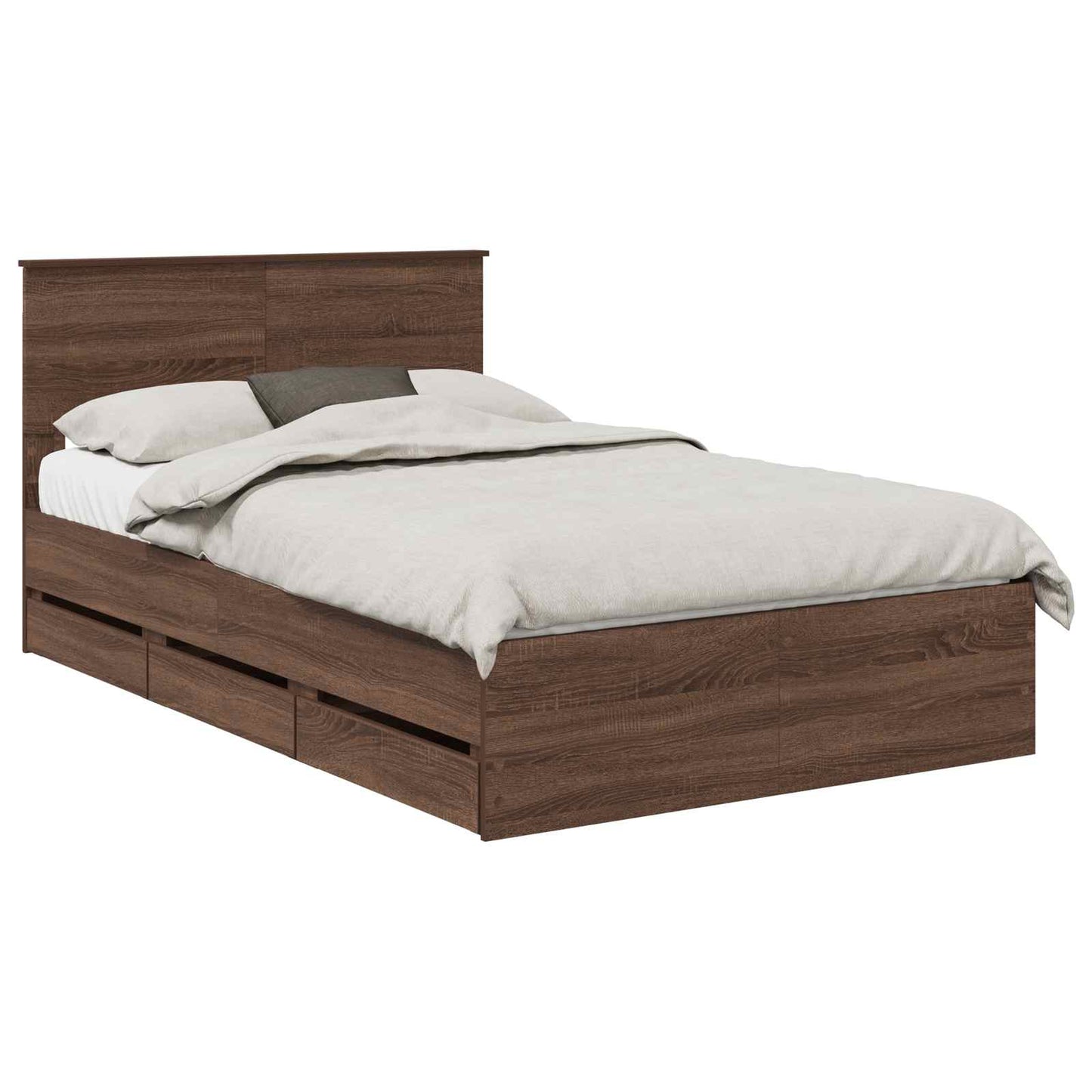 Bedframe met lade Bruin Eiken 135 x 190 cm Ingenieurshout is nu te koop bij PeponiXL, paradijselijk wonen!