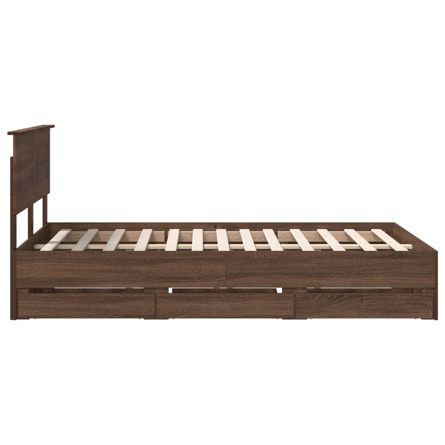 Bedframe met lade Bruin Eiken 135 x 190 cm Ingenieurshout is nu te koop bij PeponiXL, paradijselijk wonen!