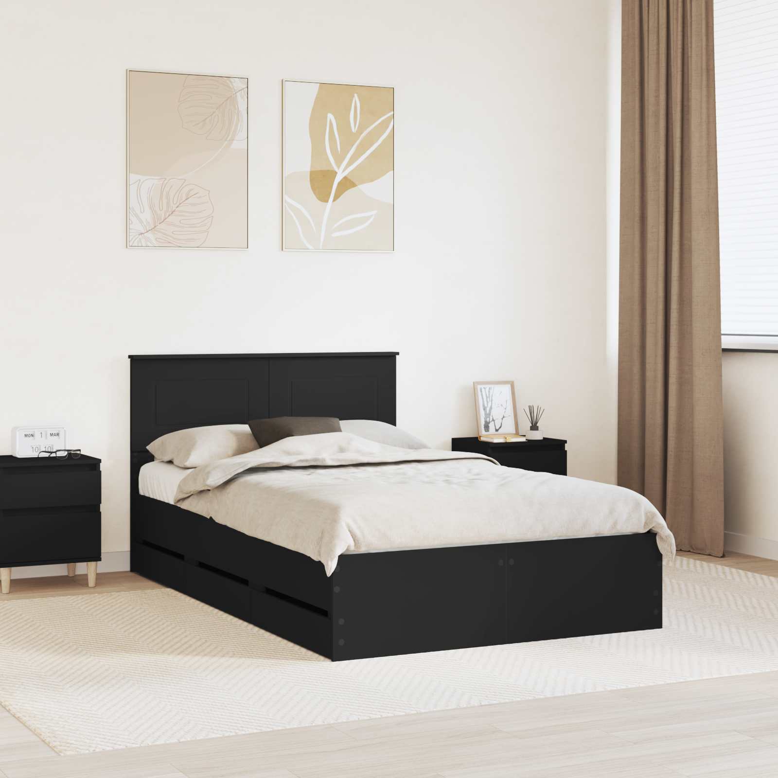 Bedframe met lade met opslag Zwart 120 x 190 cm Ingenieurshout is nu te koop bij PeponiXL, paradijselijk wonen!