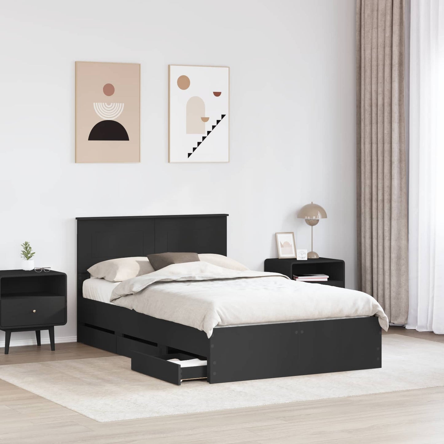 Bedframe met lade met opslag Zwart 120 x 190 cm Ingenieurshout is nu te koop bij PeponiXL, paradijselijk wonen!