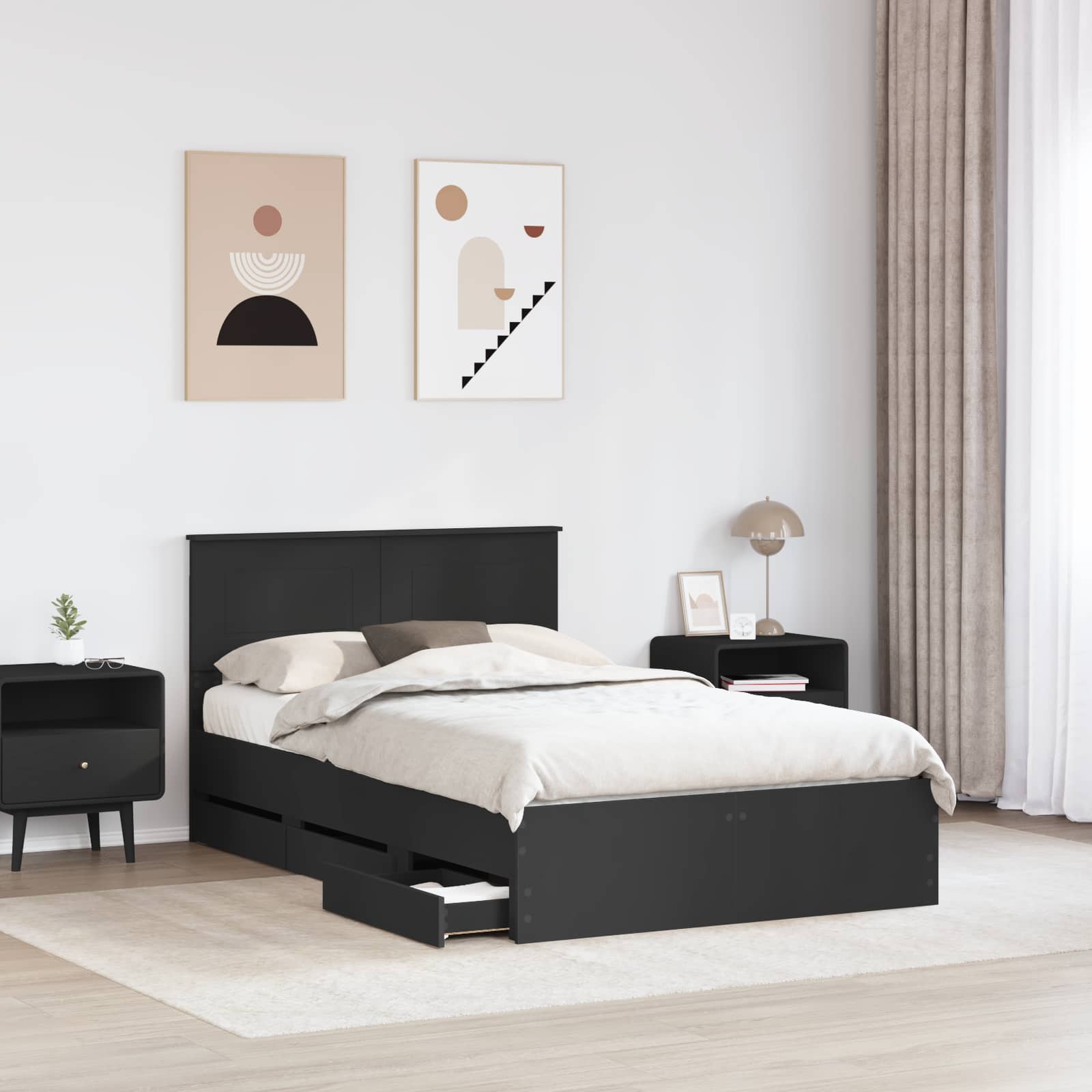 Bedframe met lade met opslag Zwart 120 x 190 cm Ingenieurshout is nu te koop bij PeponiXL, paradijselijk wonen!