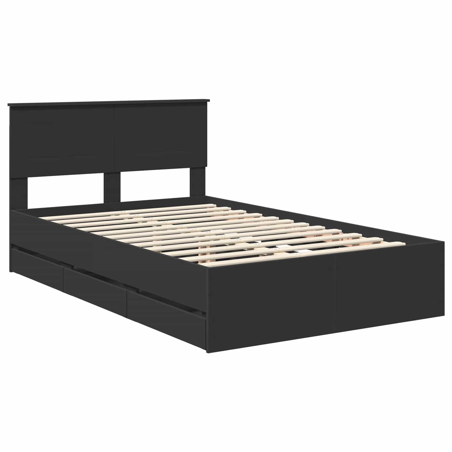 Bedframe met lade met opslag Zwart 120 x 190 cm Ingenieurshout is nu te koop bij PeponiXL, paradijselijk wonen!