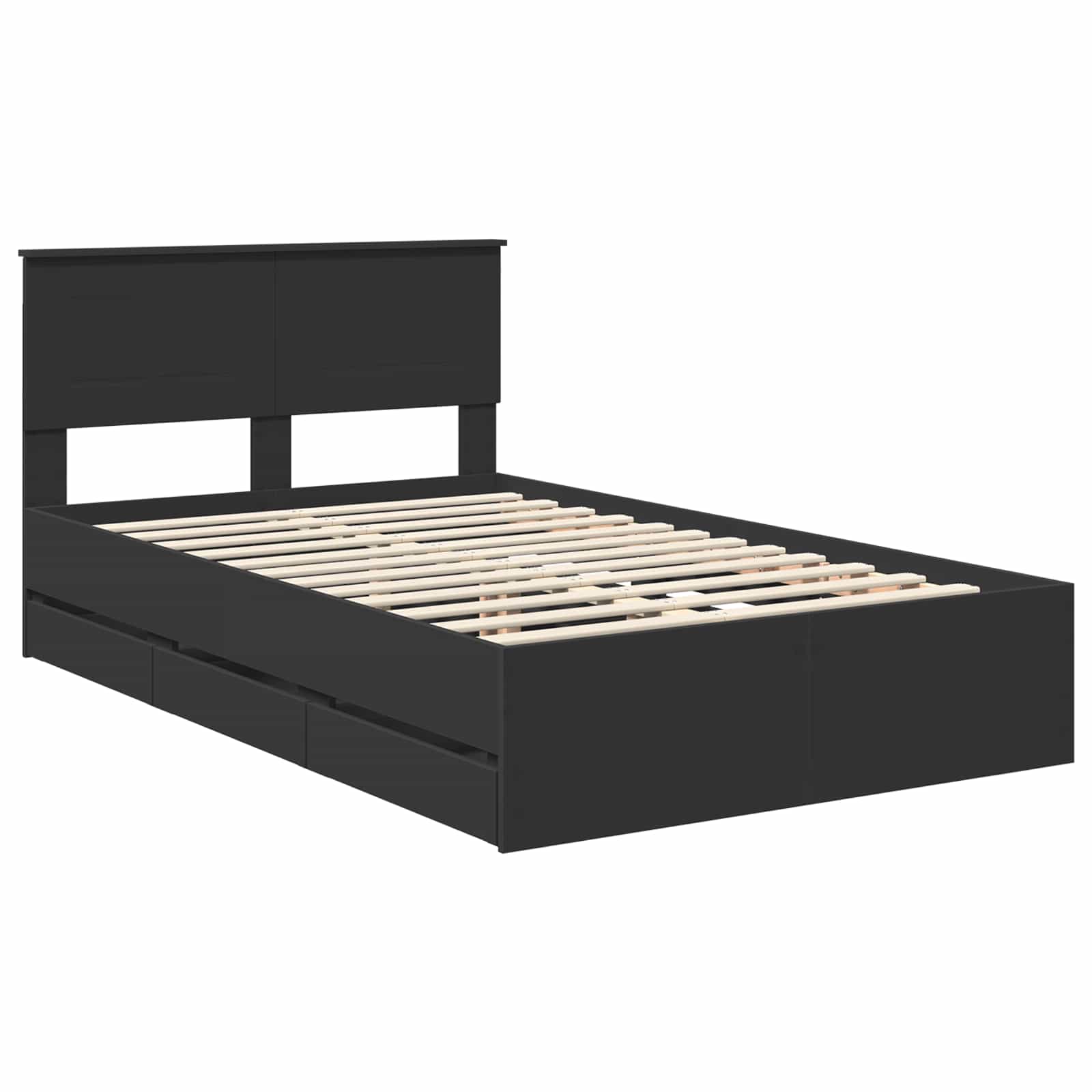 Bedframe met lade met opslag Zwart 120 x 190 cm Ingenieurshout is nu te koop bij PeponiXL, paradijselijk wonen!