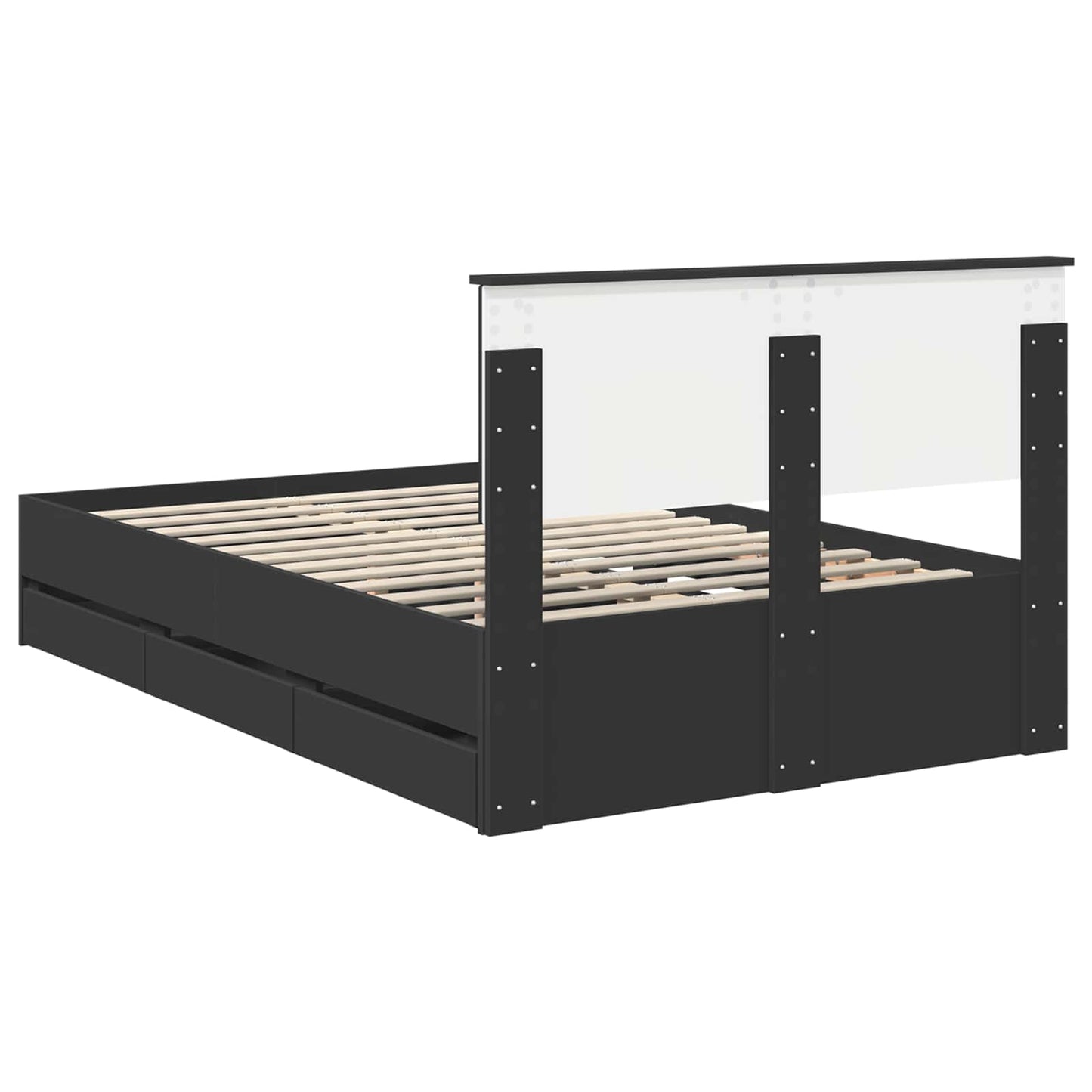 Bedframe met lade met opslag Zwart 120 x 190 cm Ingenieurshout is nu te koop bij PeponiXL, paradijselijk wonen!