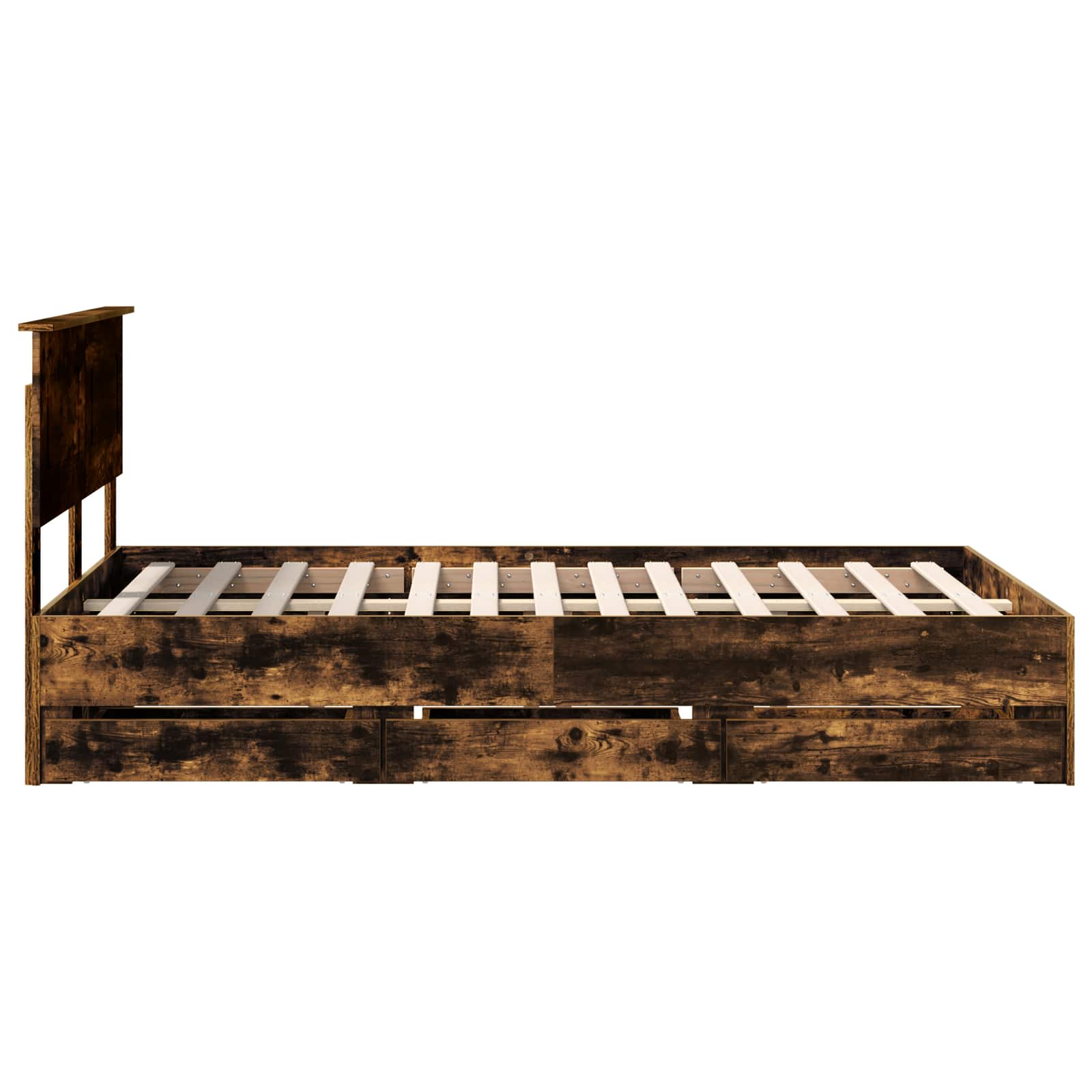 Bedframe met lade Gerookt eiken 120 x 190 cm Ingenieurshout is nu te koop bij PeponiXL, paradijselijk wonen!