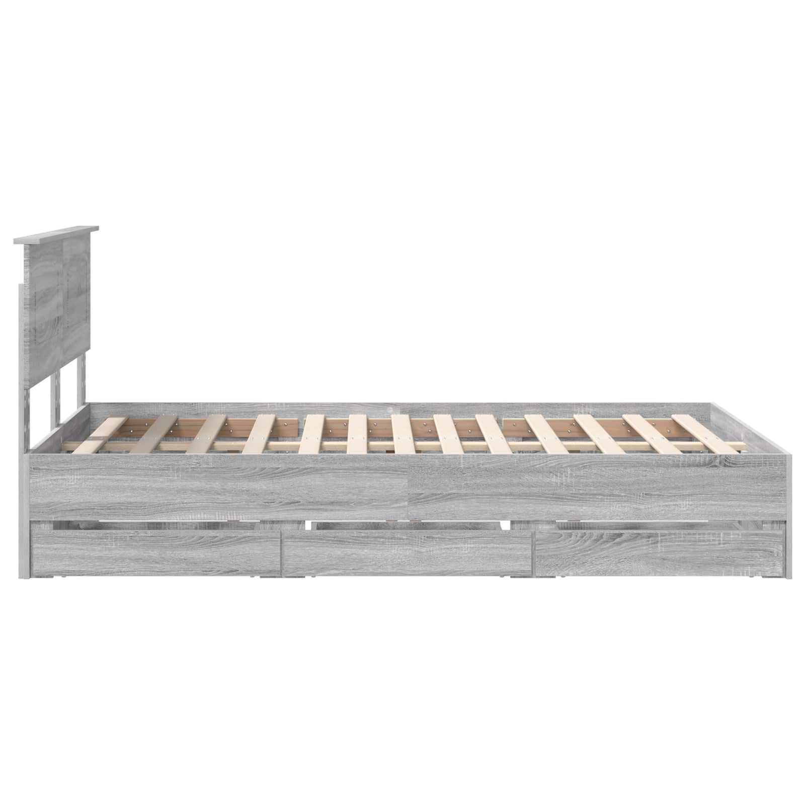 Bedframe met lade Grijs Sonoma 120 x 190 cm Ingenieurshout is nu te koop bij PeponiXL, paradijselijk wonen!