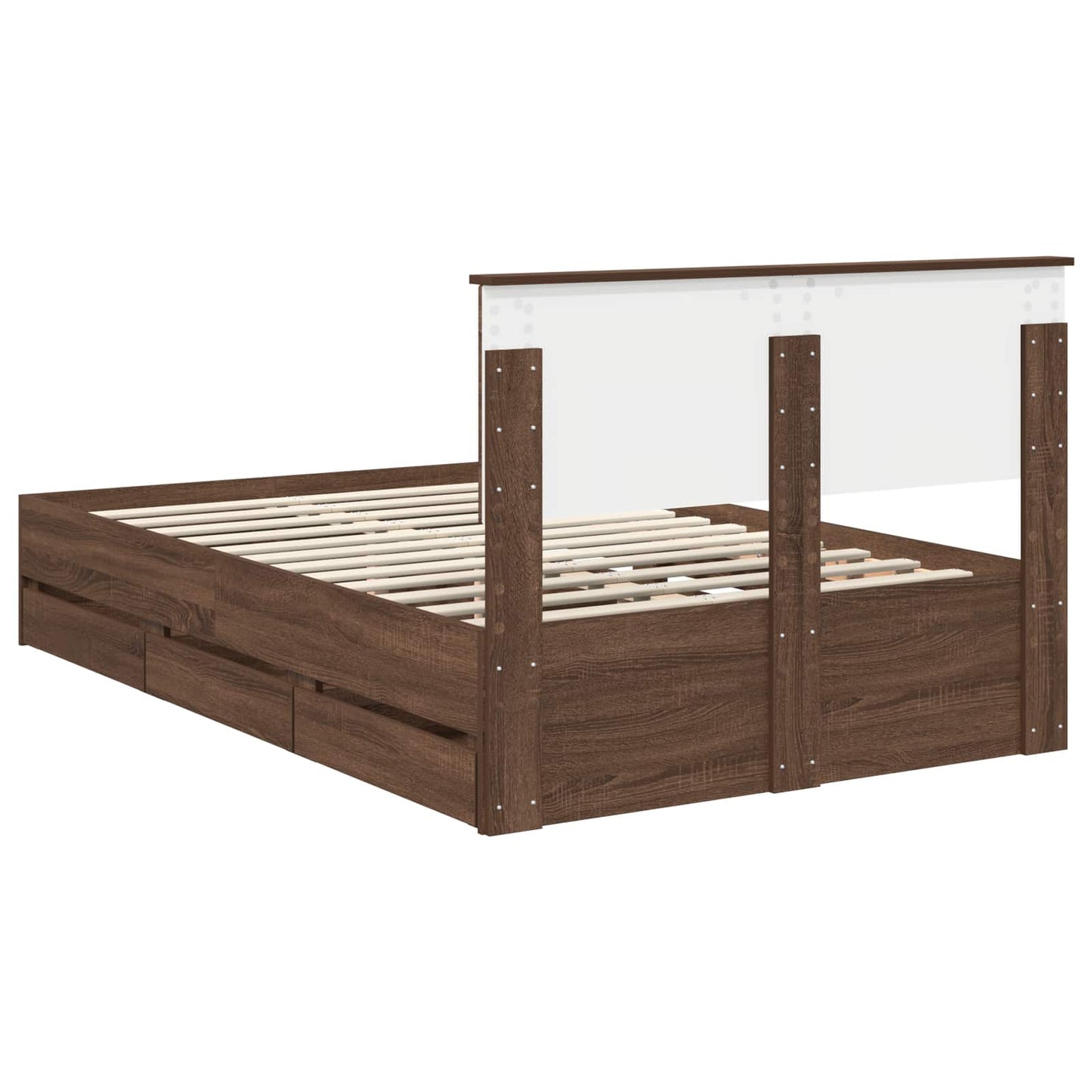 Bedframe met lade Bruin Eiken 120 x 190 cm Ingenieurshout is nu te koop bij PeponiXL, paradijselijk wonen!