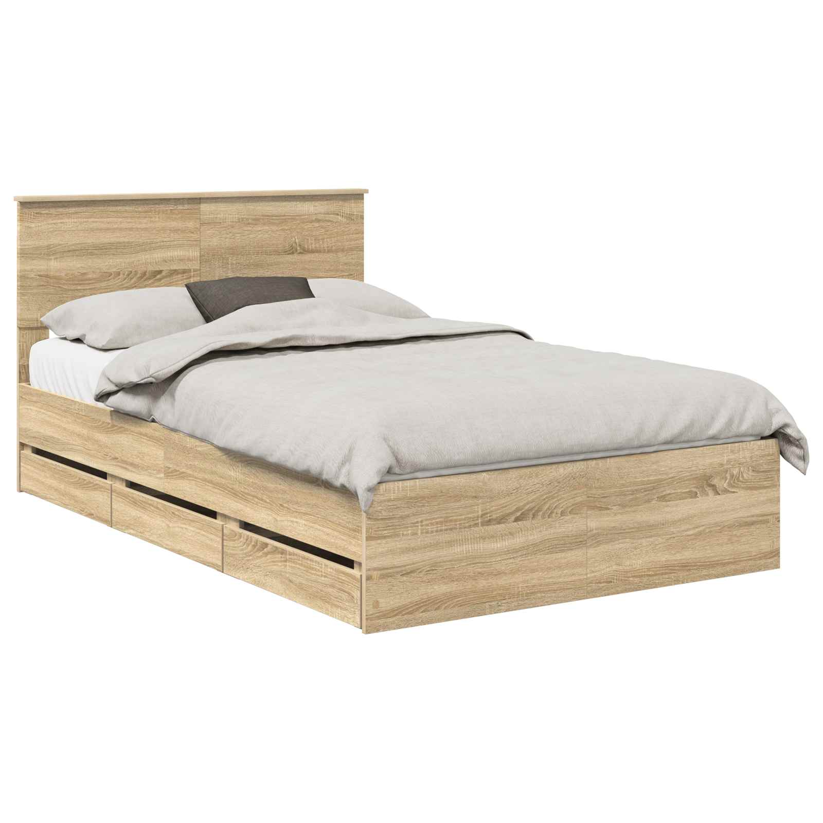 Bedframe met lade Sonoma Eiken 120 x 200 cm Ingenieurshout is nu te koop bij PeponiXL, paradijselijk wonen!