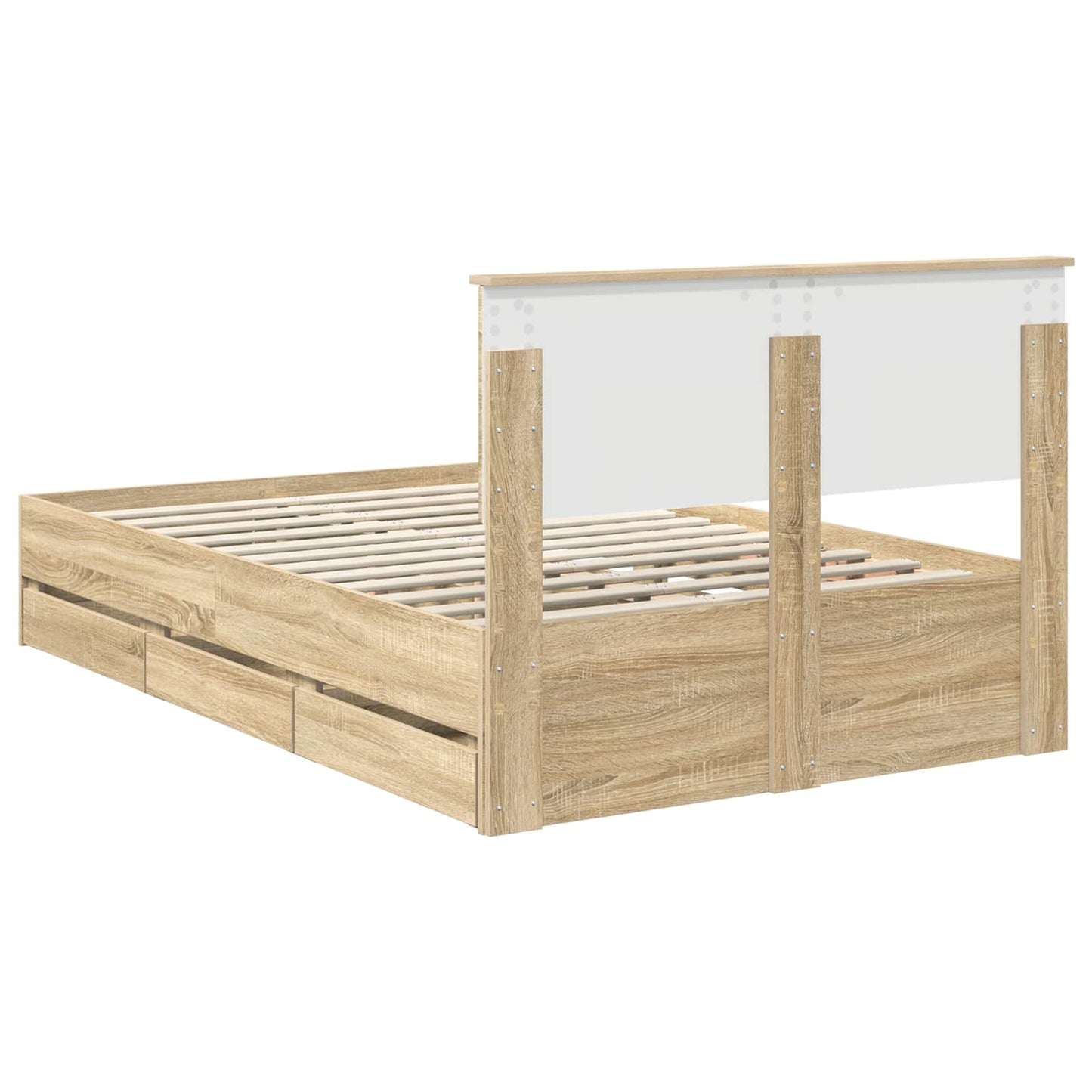 Bedframe met lade Sonoma Eiken 120 x 200 cm Ingenieurshout is nu te koop bij PeponiXL, paradijselijk wonen!