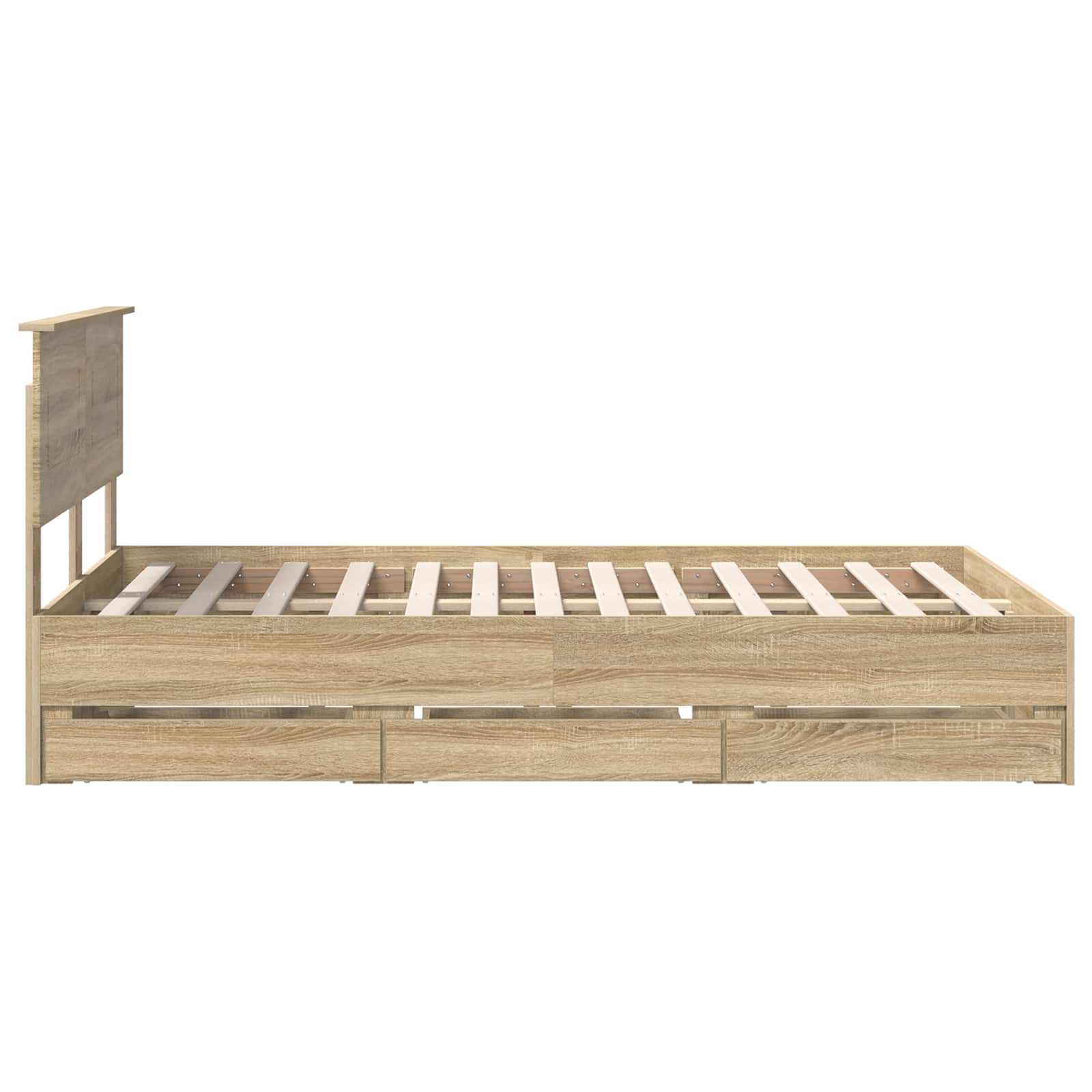 Bedframe met lade Sonoma Eiken 120 x 200 cm Ingenieurshout is nu te koop bij PeponiXL, paradijselijk wonen!