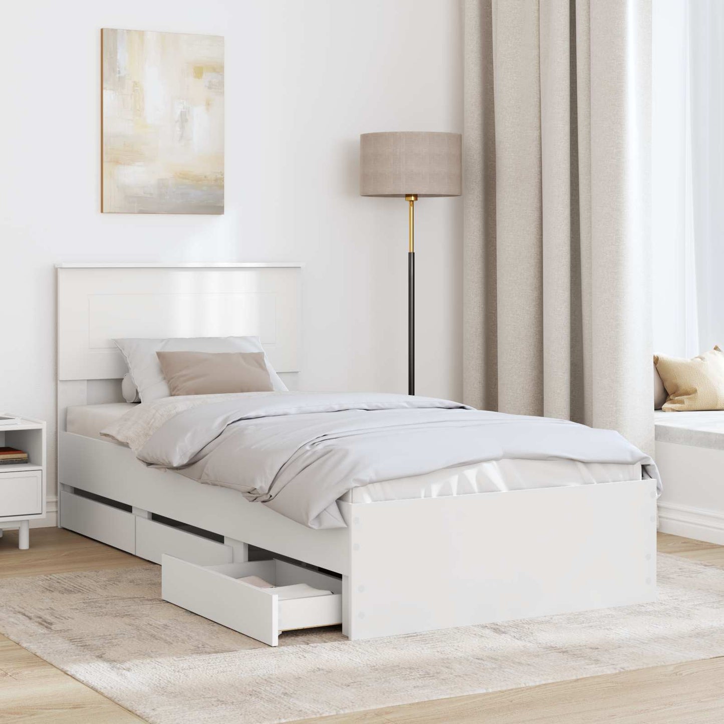 Bedframe met lade met opslag Wit 100 x 200 cm Ingenieurshout is nu te koop bij PeponiXL, paradijselijk wonen!