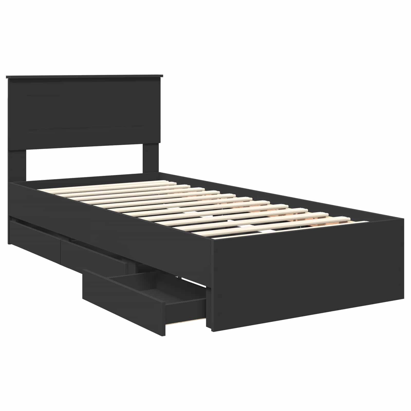 Bedframe met lade met opslag Zwart 100 x 200 cm Ingenieurshout is nu te koop bij PeponiXL, paradijselijk wonen!