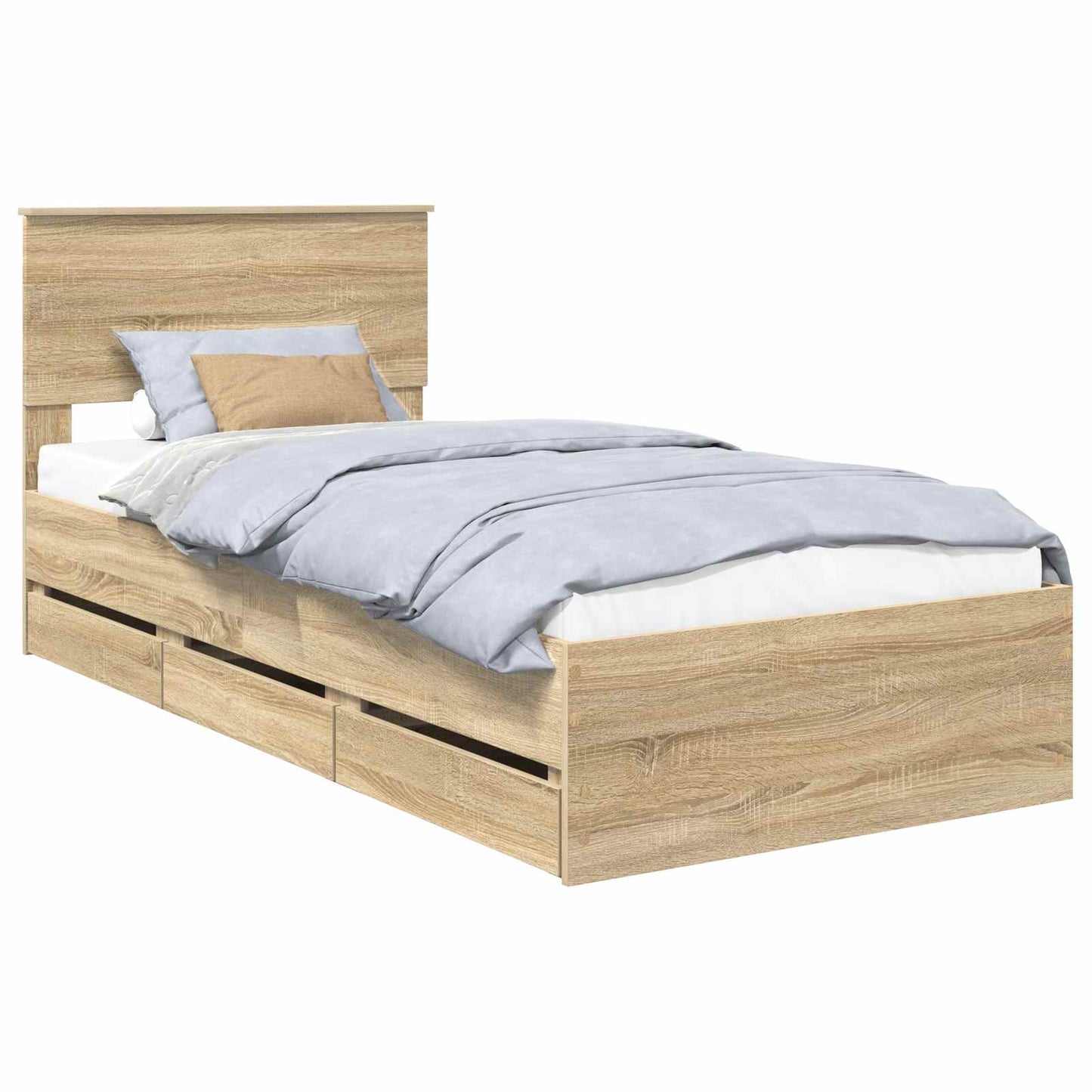 Bedframe met lade Sonoma Eiken 100 x 200 cm Ingenieurshout is nu te koop bij PeponiXL, paradijselijk wonen!