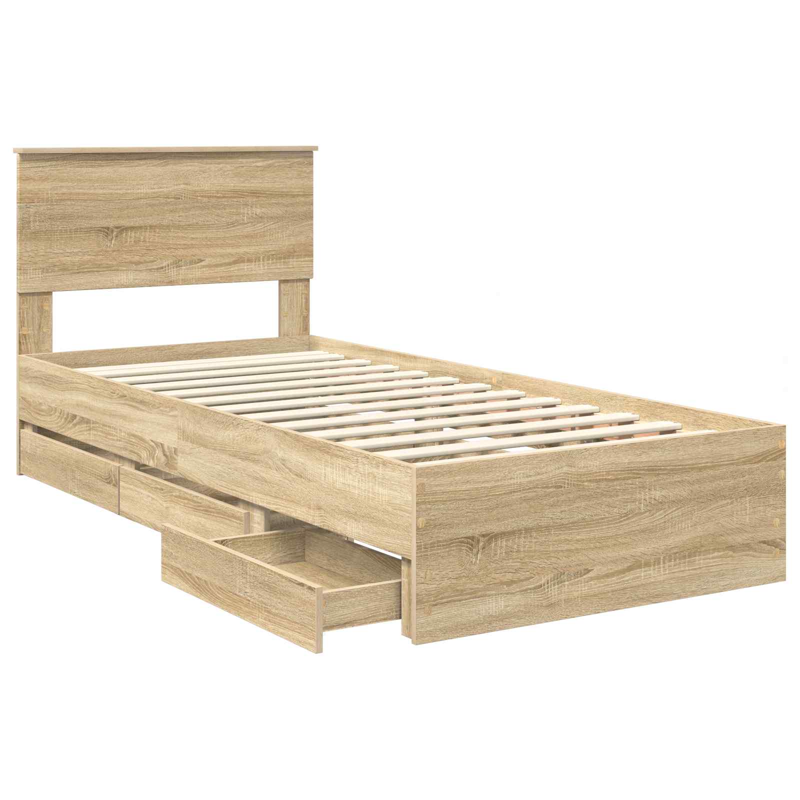 Bedframe met lade Sonoma Eiken 100 x 200 cm Ingenieurshout is nu te koop bij PeponiXL, paradijselijk wonen!