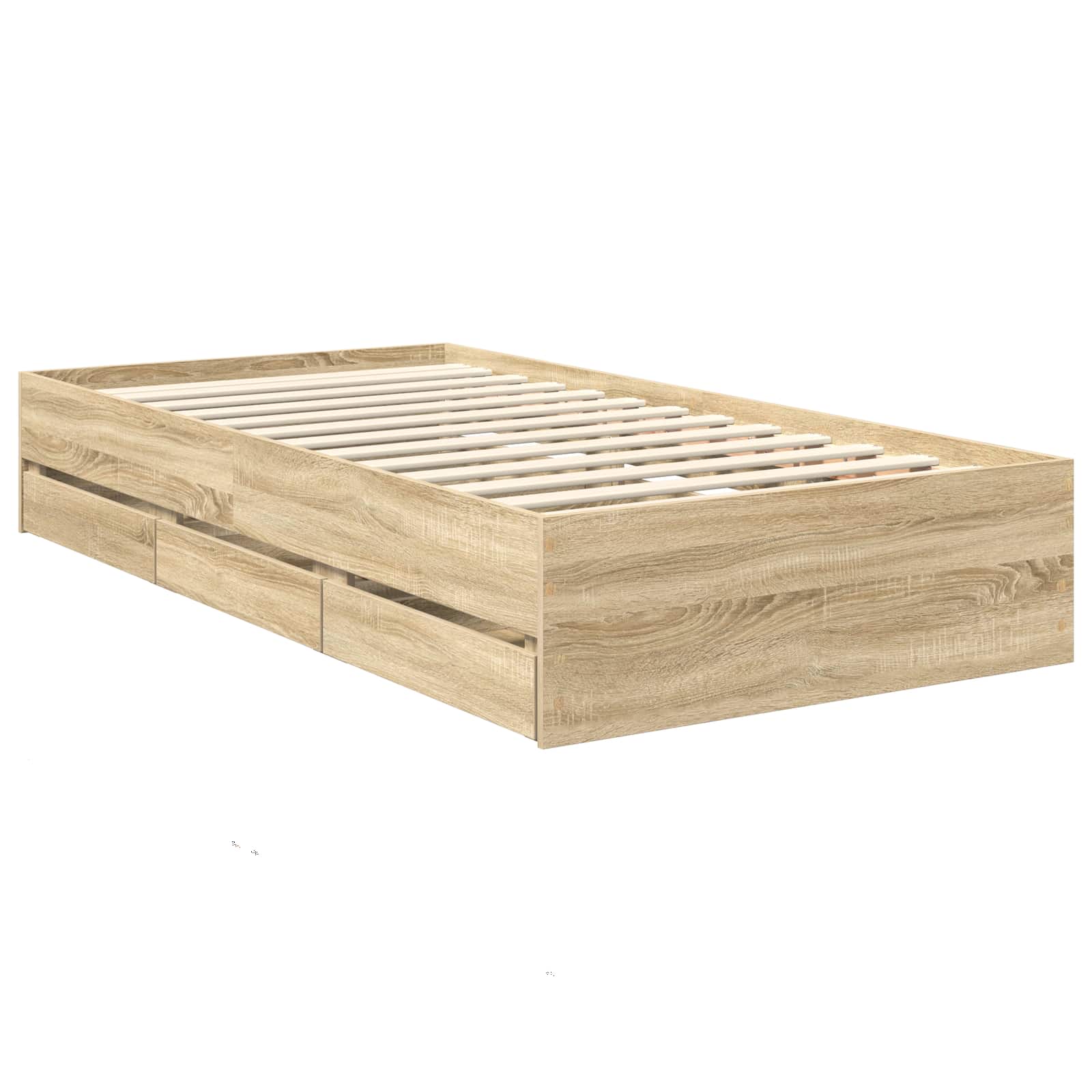 Bedframe met lade Sonoma Eiken 100 x 200 cm Ingenieurshout is nu te koop bij PeponiXL, paradijselijk wonen!
