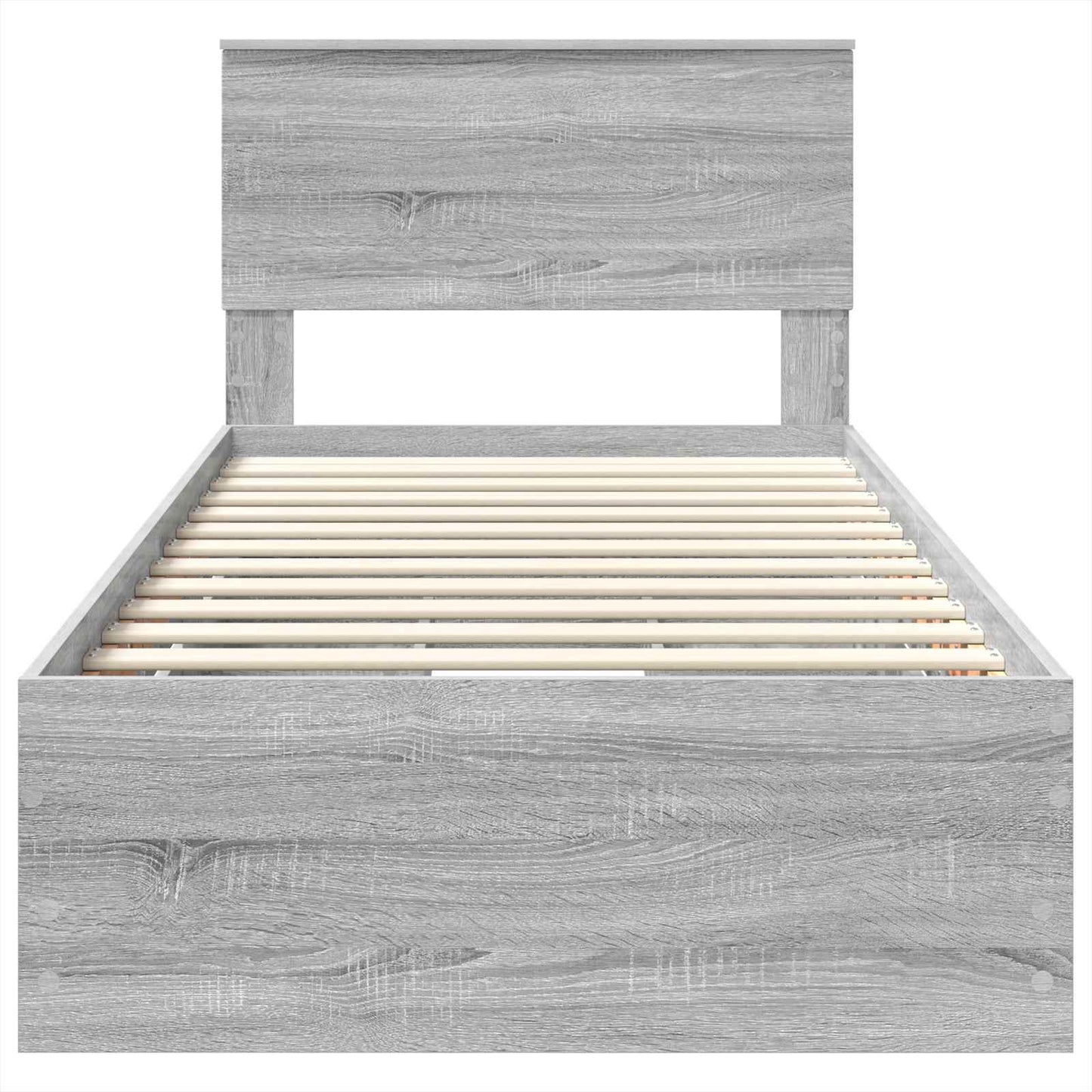 Bedframe met lade Grijs Sonoma 100 x 200 cm Ingenieurshout is nu te koop bij PeponiXL, paradijselijk wonen!