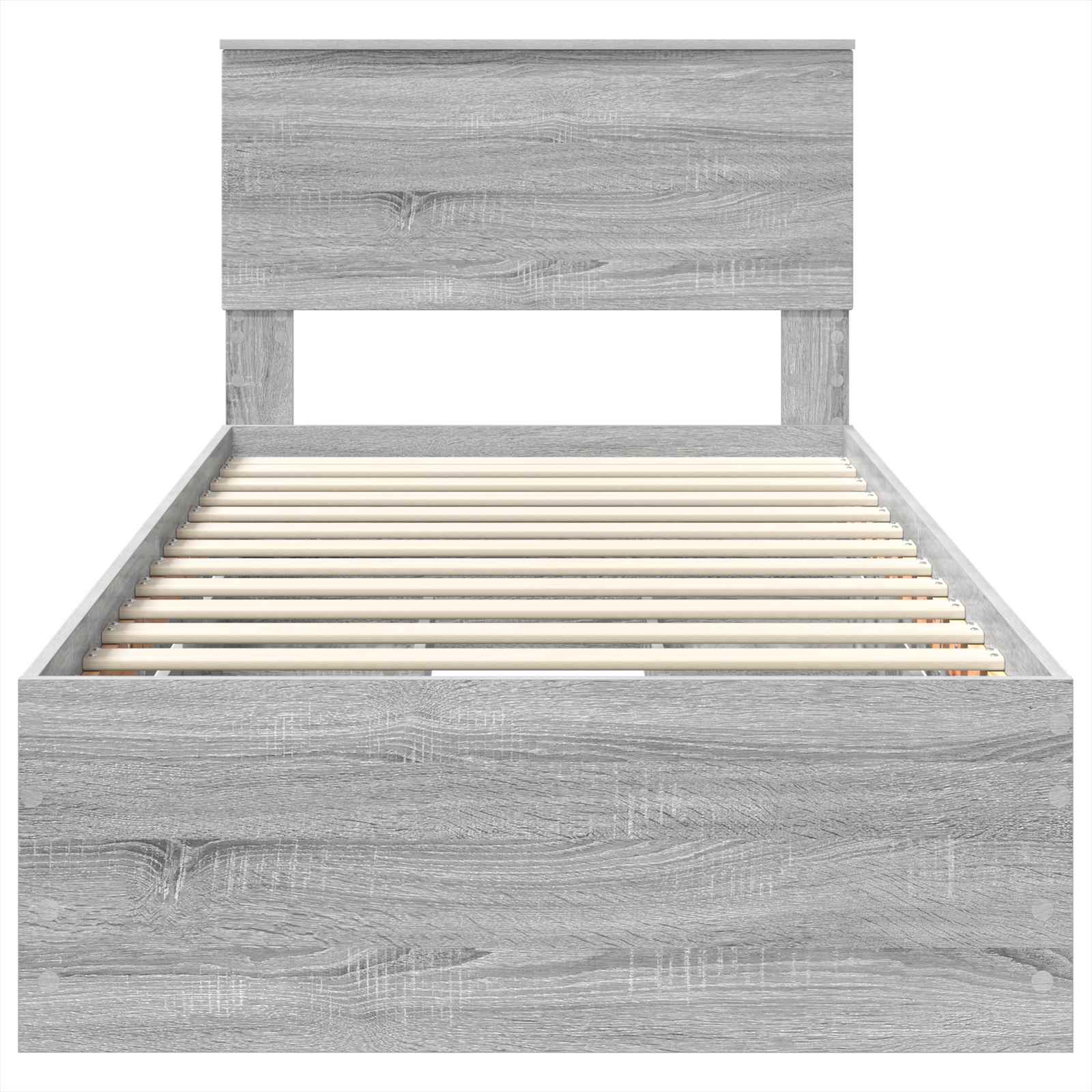 Bedframe met lade Grijs Sonoma 100 x 200 cm Ingenieurshout is nu te koop bij PeponiXL, paradijselijk wonen!