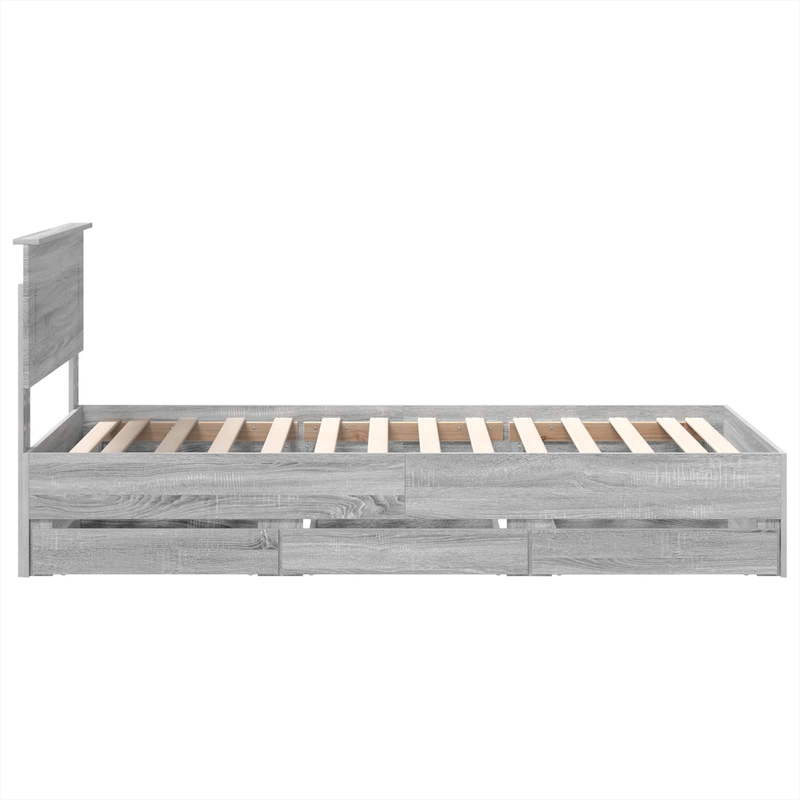 Bedframe met lade Grijs Sonoma 100 x 200 cm Ingenieurshout is nu te koop bij PeponiXL, paradijselijk wonen!
