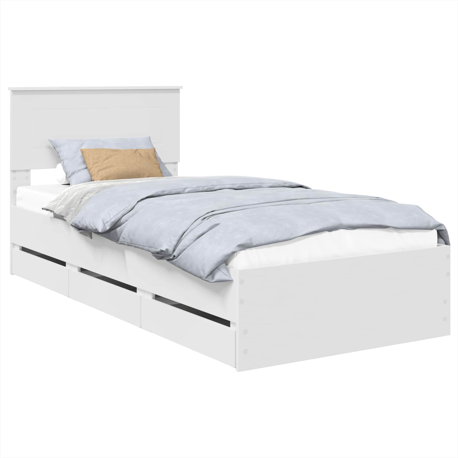 Bedframe met lade met hoofdeinde Wit 90 x 190 cm Ingenieurshout is nu te koop bij PeponiXL, paradijselijk wonen!