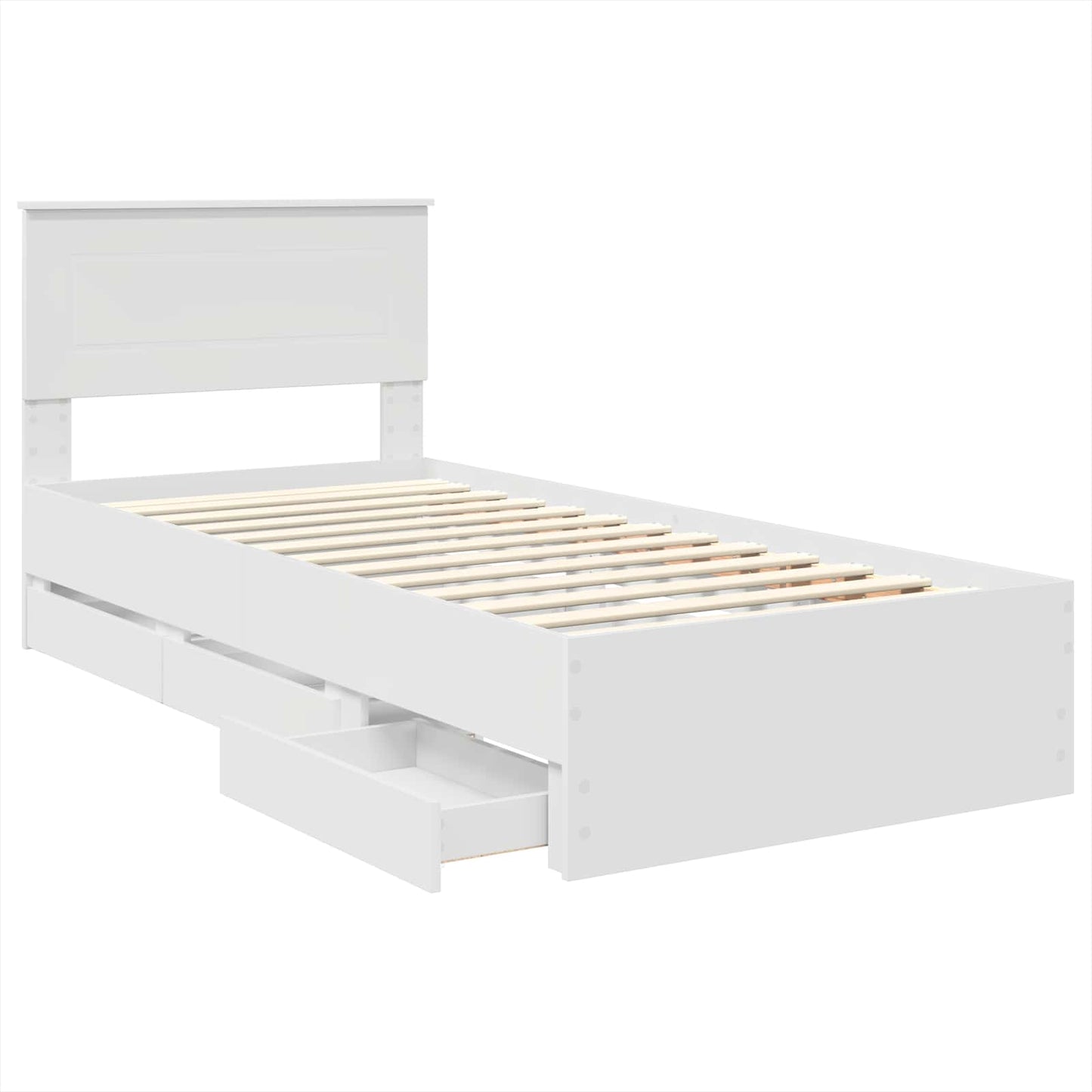 Bedframe met lade met hoofdeinde Wit 90 x 190 cm Ingenieurshout is nu te koop bij PeponiXL, paradijselijk wonen!