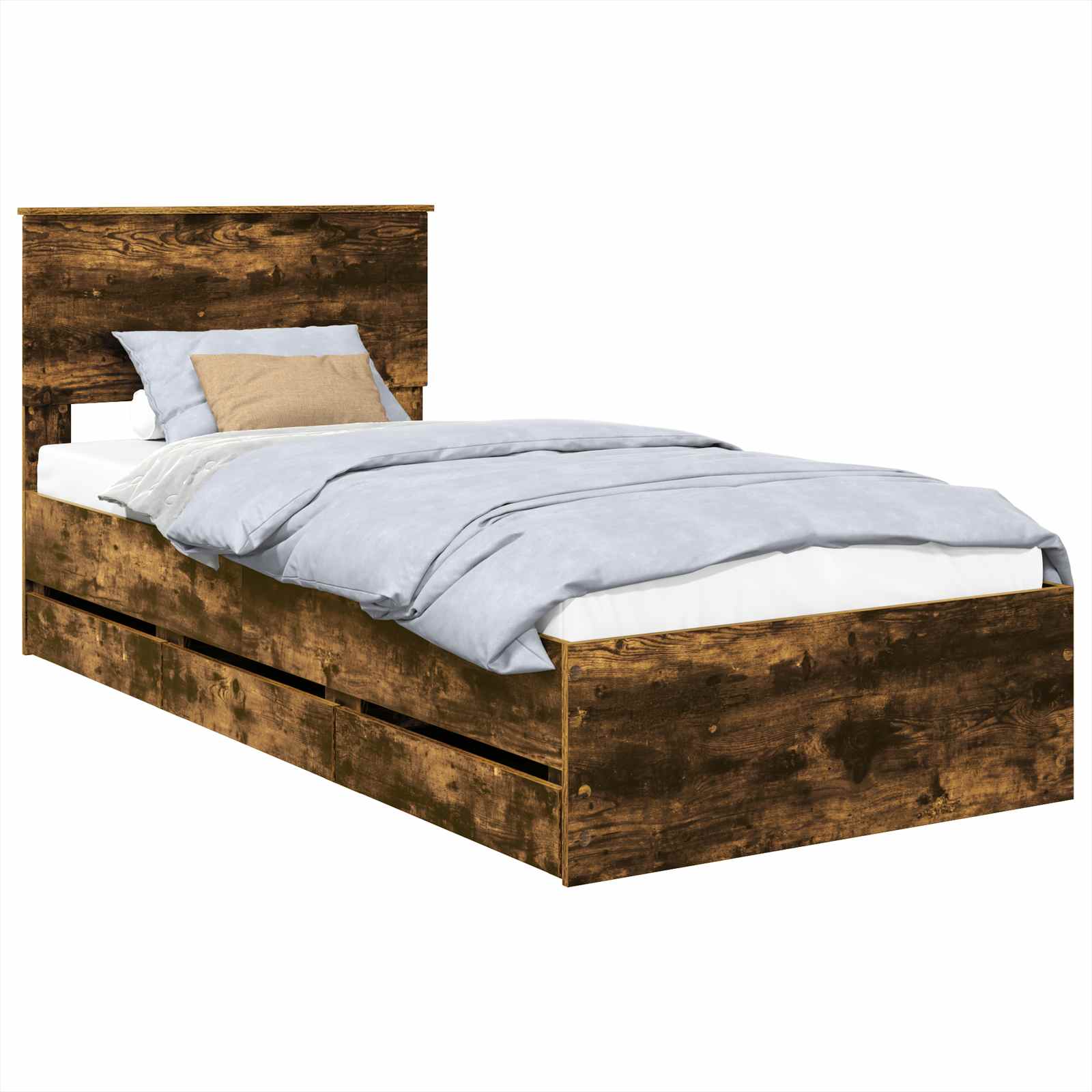 Bedframe met lade Gerookt eiken 90 x 190 cm Ingenieurshout is nu te koop bij PeponiXL, paradijselijk wonen!