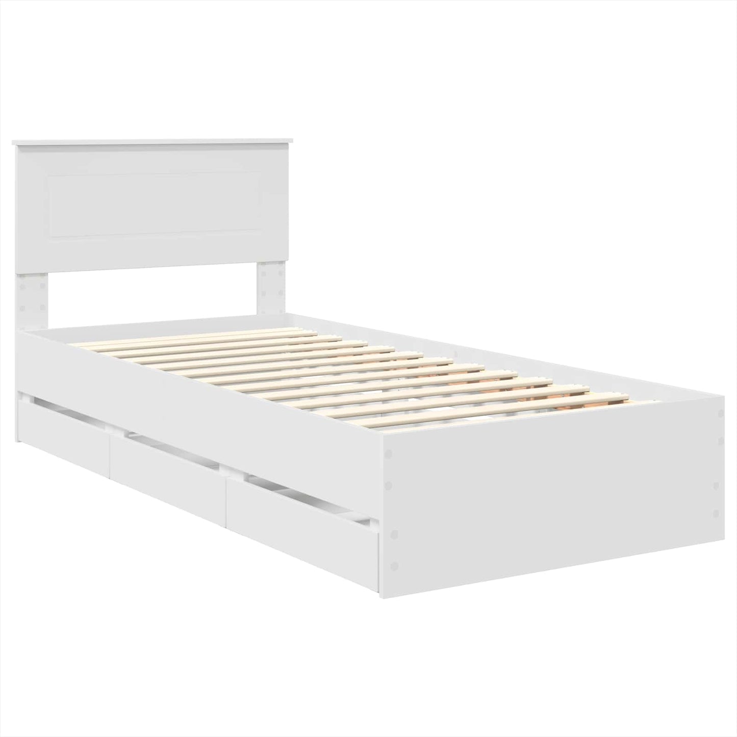 Bedframe met lade met hoofdeinde Wit 90 x 200 cm Ingenieurshout is nu te koop bij PeponiXL, paradijselijk wonen!