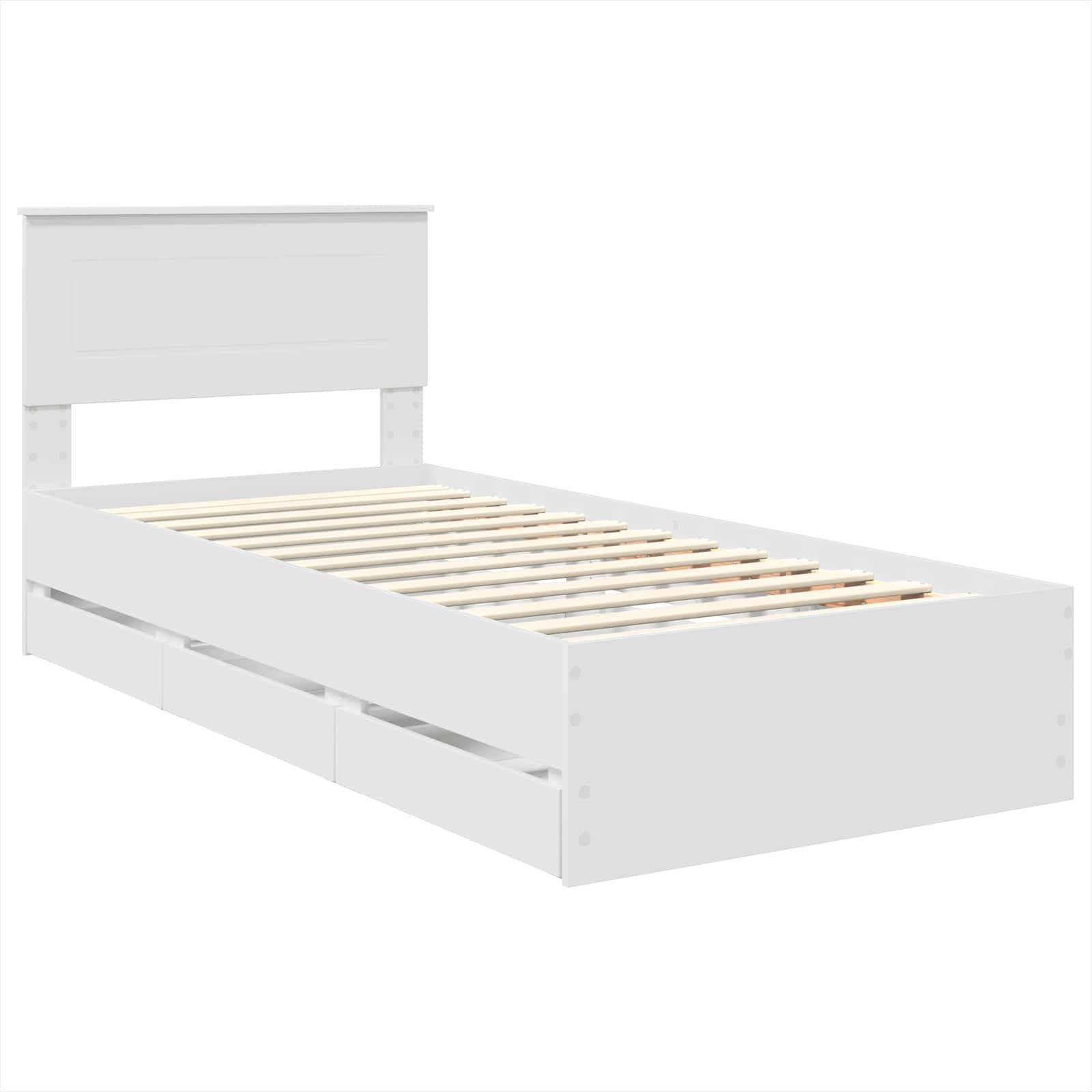 Bedframe met lade met hoofdeinde Wit 90 x 200 cm Ingenieurshout is nu te koop bij PeponiXL, paradijselijk wonen!