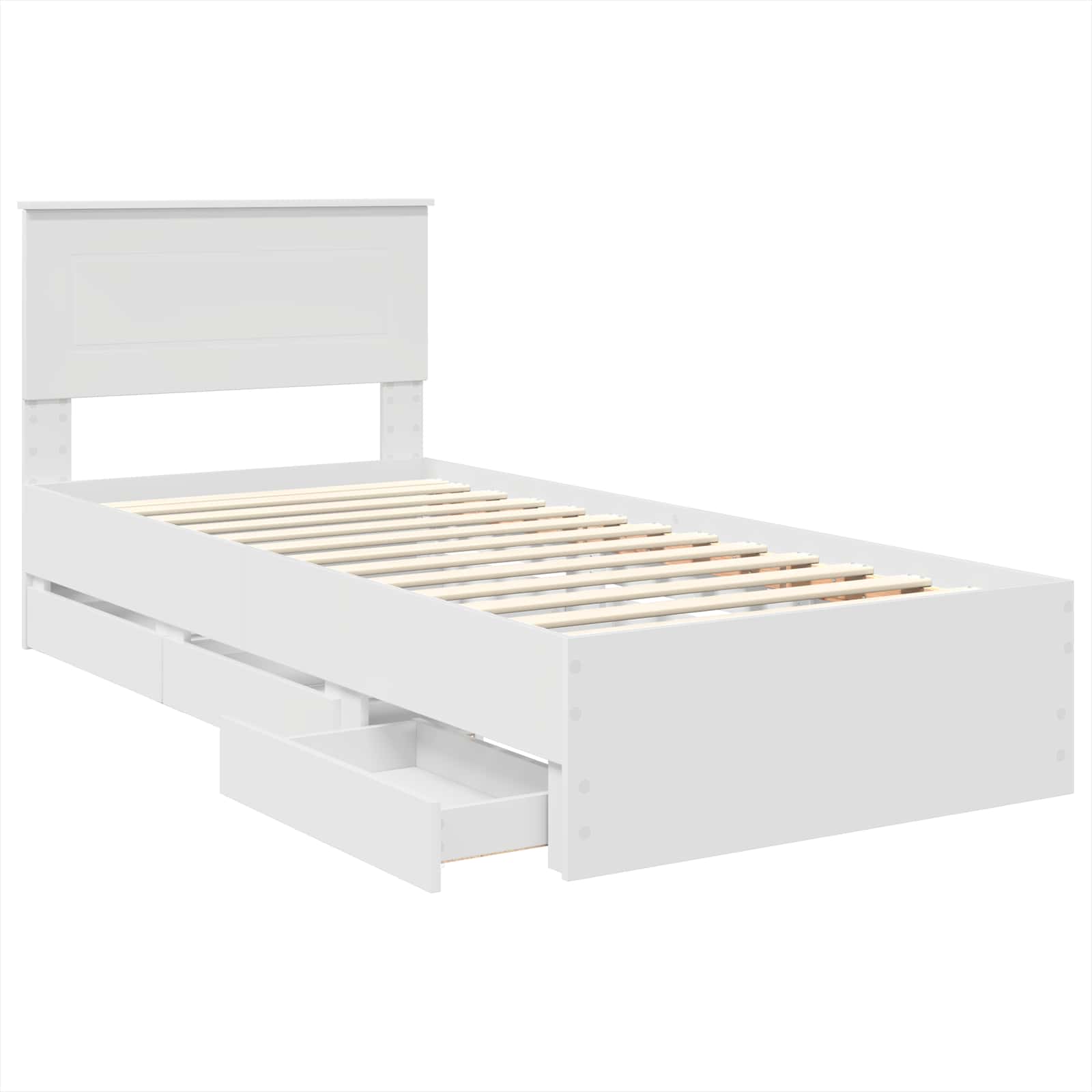 Bedframe met lade met hoofdeinde Wit 90 x 200 cm Ingenieurshout is nu te koop bij PeponiXL, paradijselijk wonen!