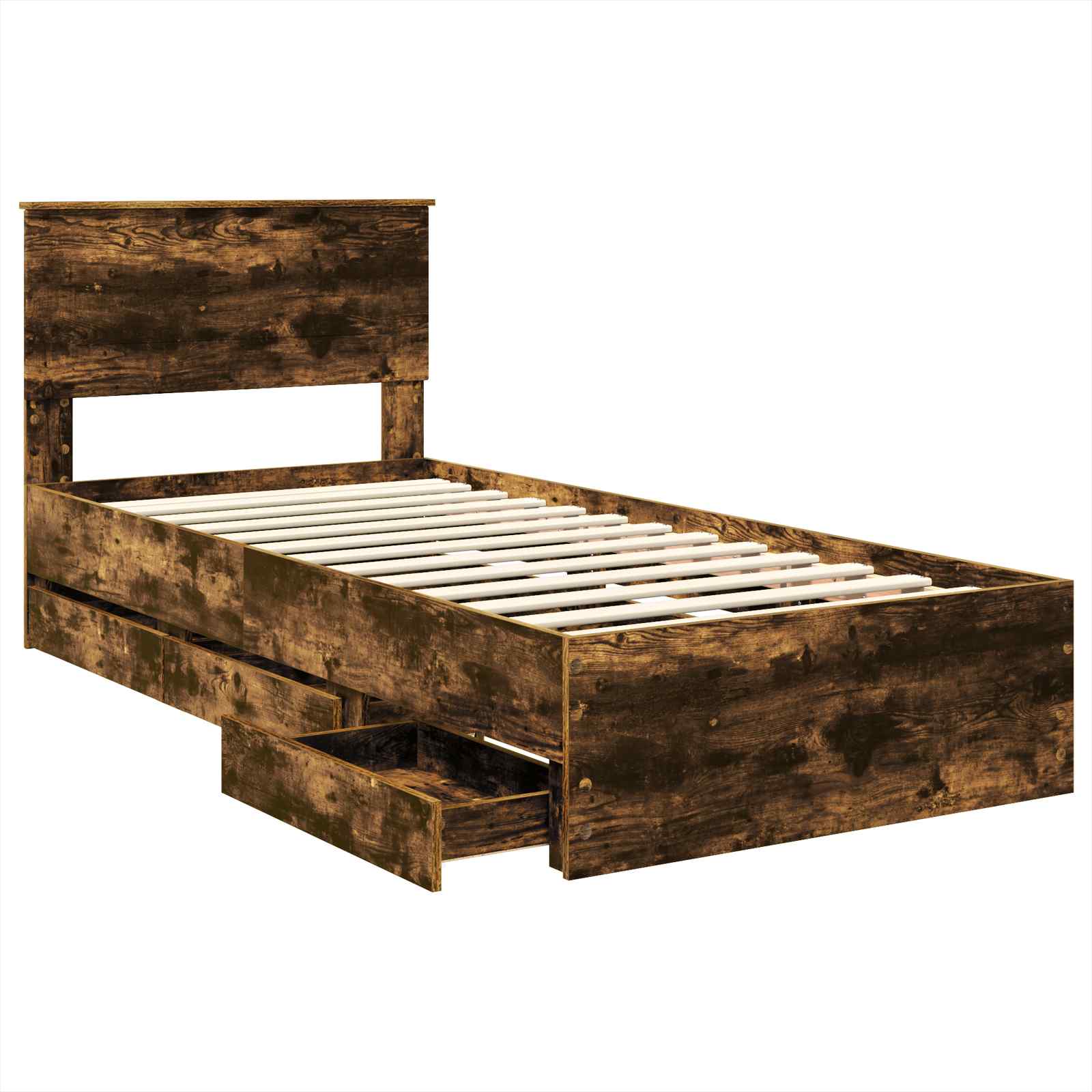Bedframe met lade Gerookt eiken 90 x 200 cm Ingenieurshout is nu te koop bij PeponiXL, paradijselijk wonen!
