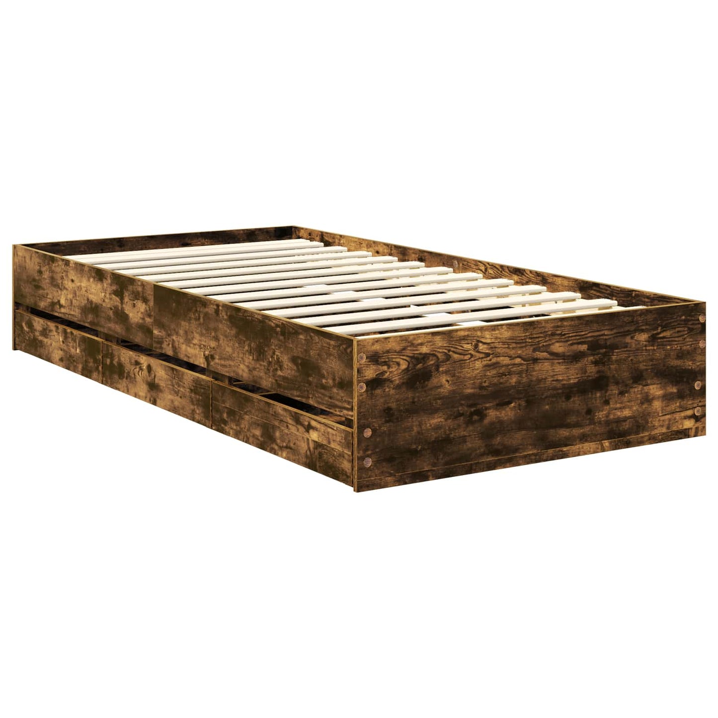 Bedframe met lade Gerookt eiken 90 x 200 cm Ingenieurshout is nu te koop bij PeponiXL, paradijselijk wonen!