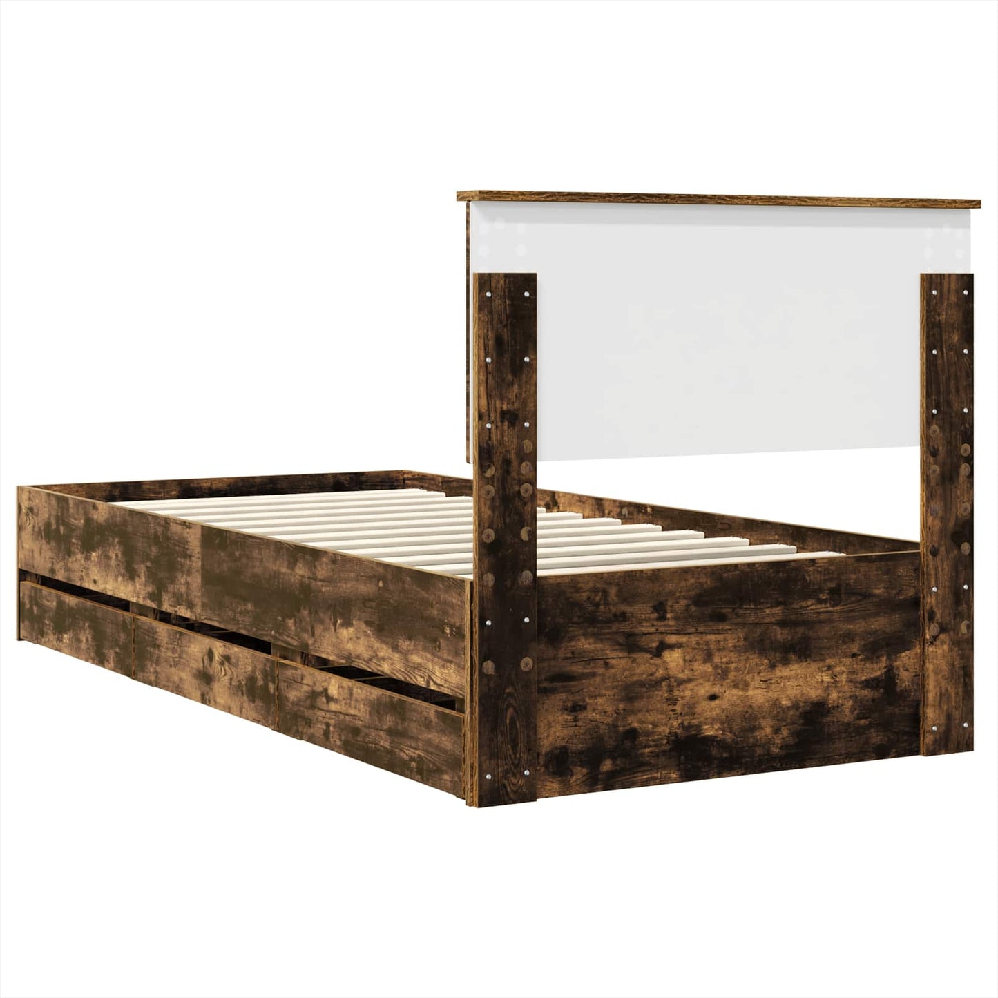 Bedframe met lade Gerookt eiken 90 x 200 cm Ingenieurshout is nu te koop bij PeponiXL, paradijselijk wonen!