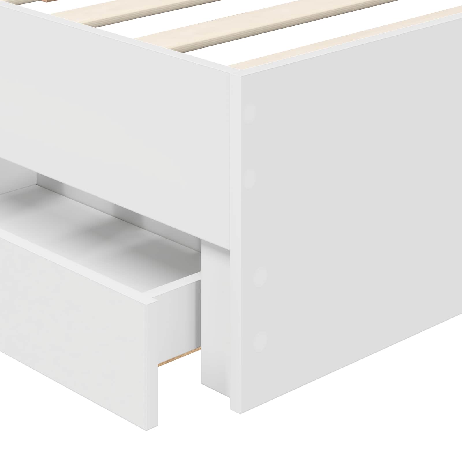 Bedframe met lade met hoofdeinde Wit 75 x 190 cm Ingenieurshout is nu te koop bij PeponiXL, paradijselijk wonen!