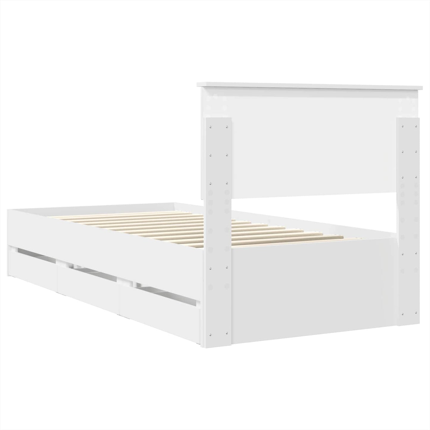 Bedframe met lade met hoofdeinde Wit 75 x 190 cm Ingenieurshout is nu te koop bij PeponiXL, paradijselijk wonen!