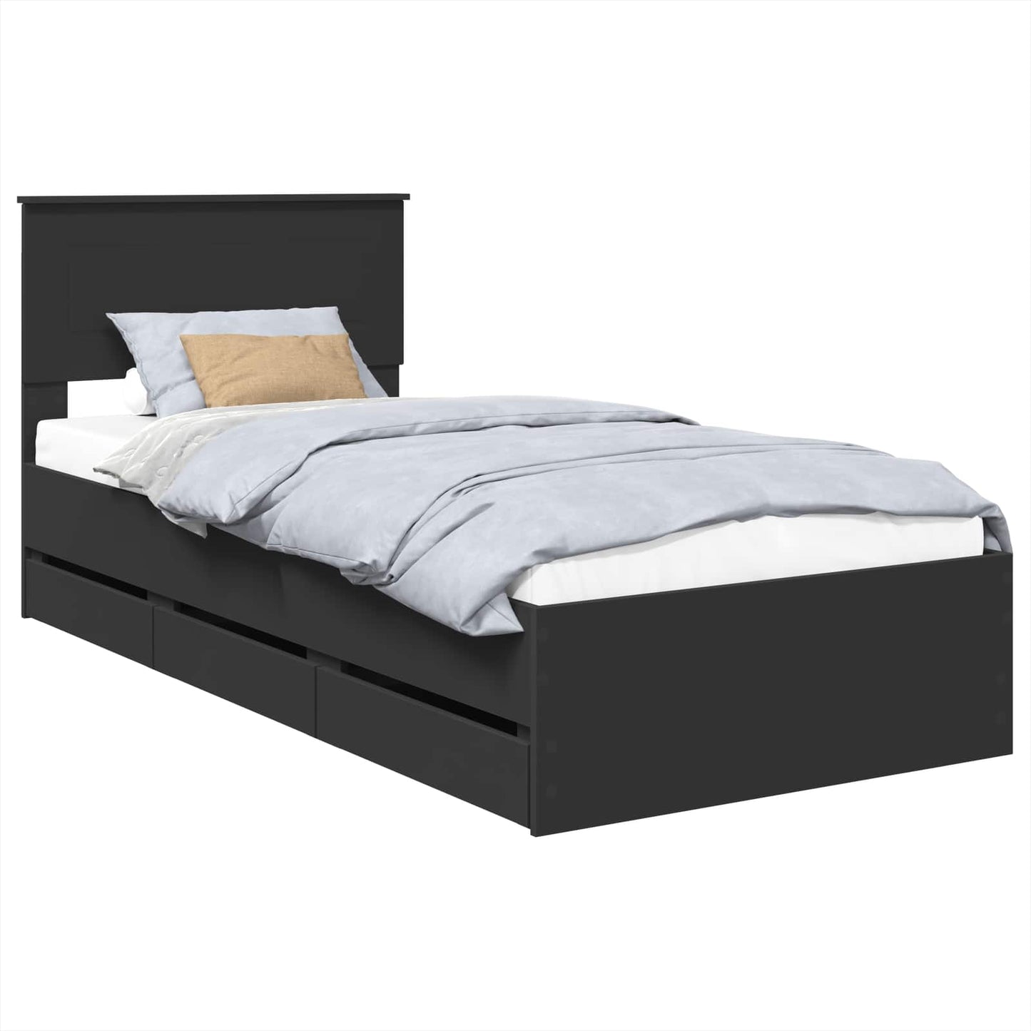 Bedframe met lade met opslag Zwart 75 x 190 cm Ingenieurshout is nu te koop bij PeponiXL, paradijselijk wonen!
