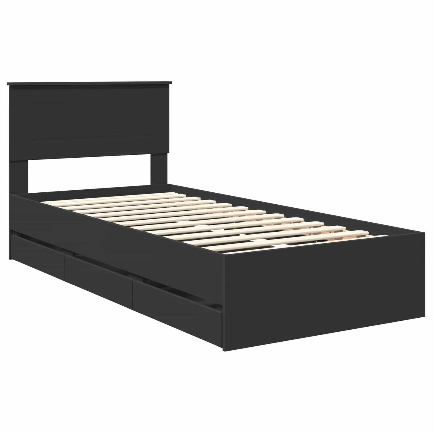 Bedframe met lade met opslag Zwart 75 x 190 cm Ingenieurshout is nu te koop bij PeponiXL, paradijselijk wonen!
