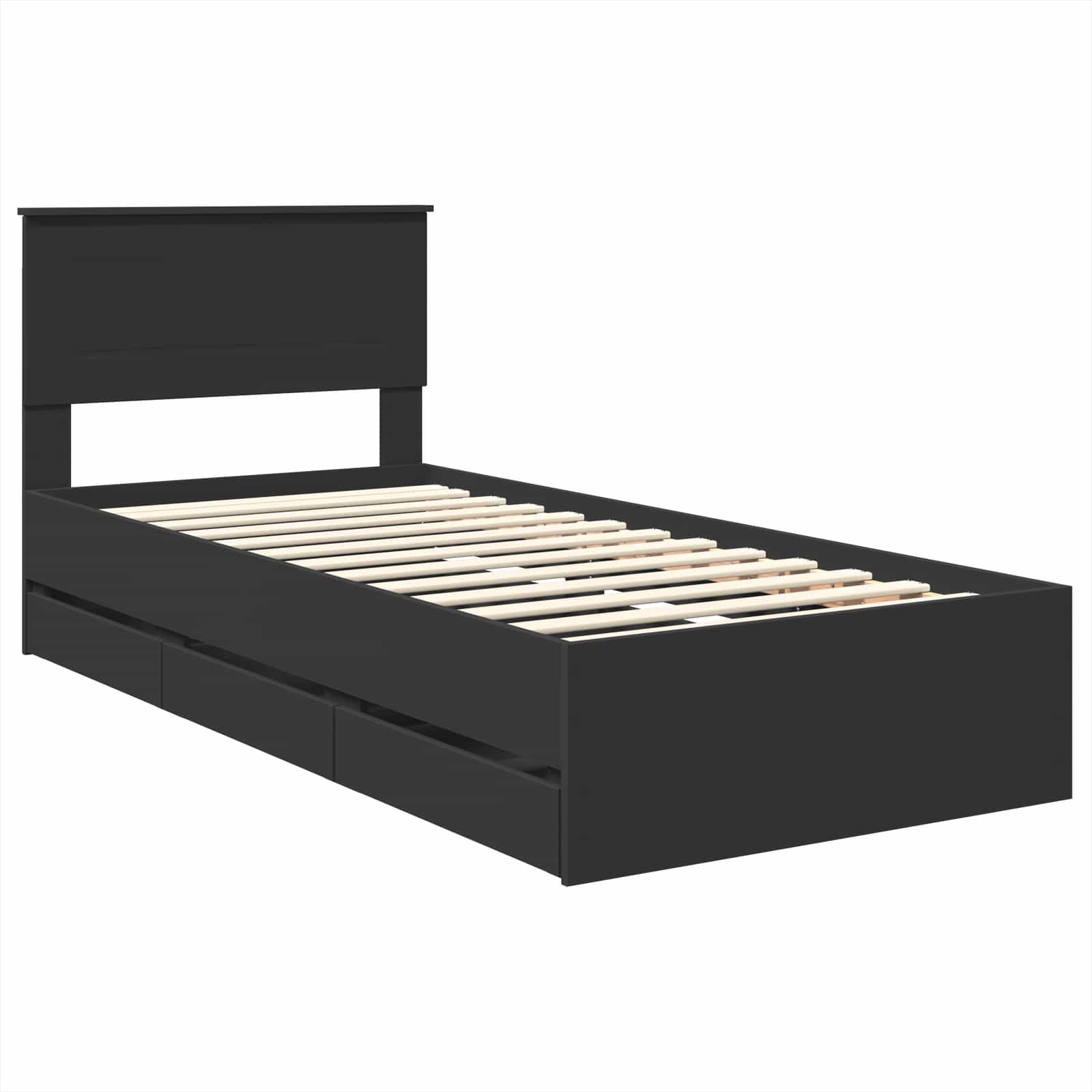 Bedframe met lade met opslag Zwart 75 x 190 cm Ingenieurshout is nu te koop bij PeponiXL, paradijselijk wonen!