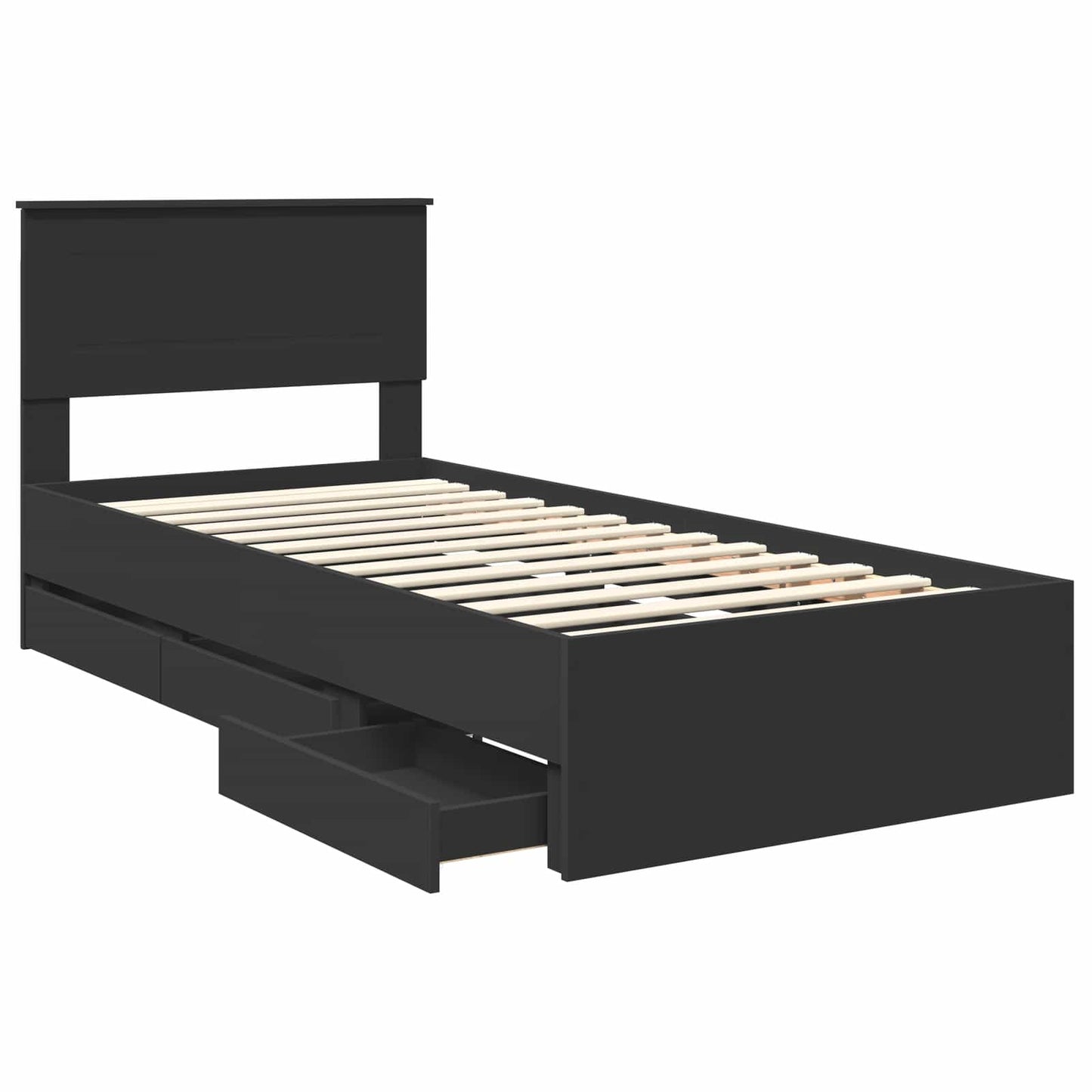 Bedframe met lade met opslag Zwart 75 x 190 cm Ingenieurshout is nu te koop bij PeponiXL, paradijselijk wonen!