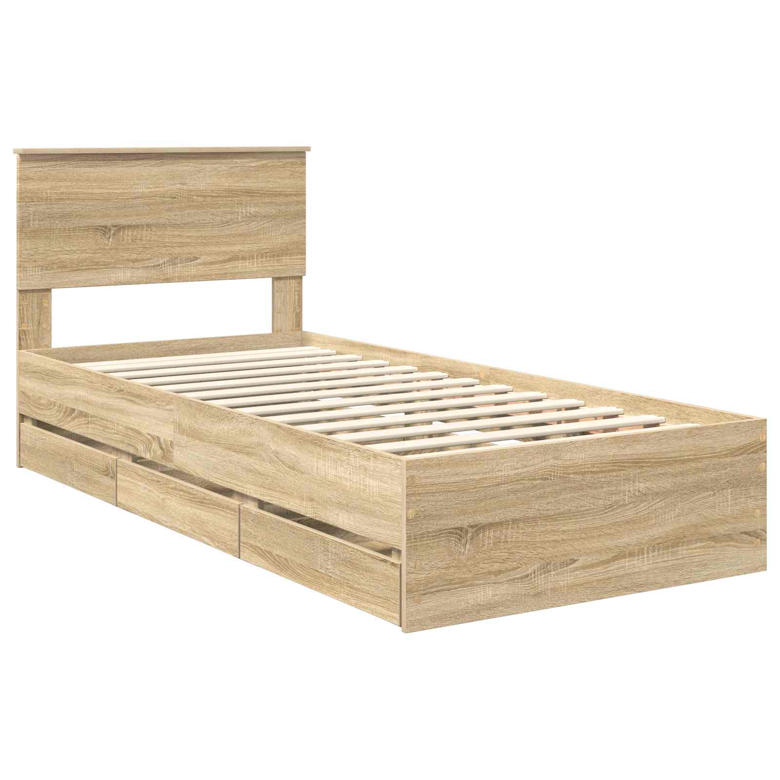 Bedframe met lade Sonoma Eiken 75 x 190 cm Ingenieurshout is nu te koop bij PeponiXL, paradijselijk wonen!