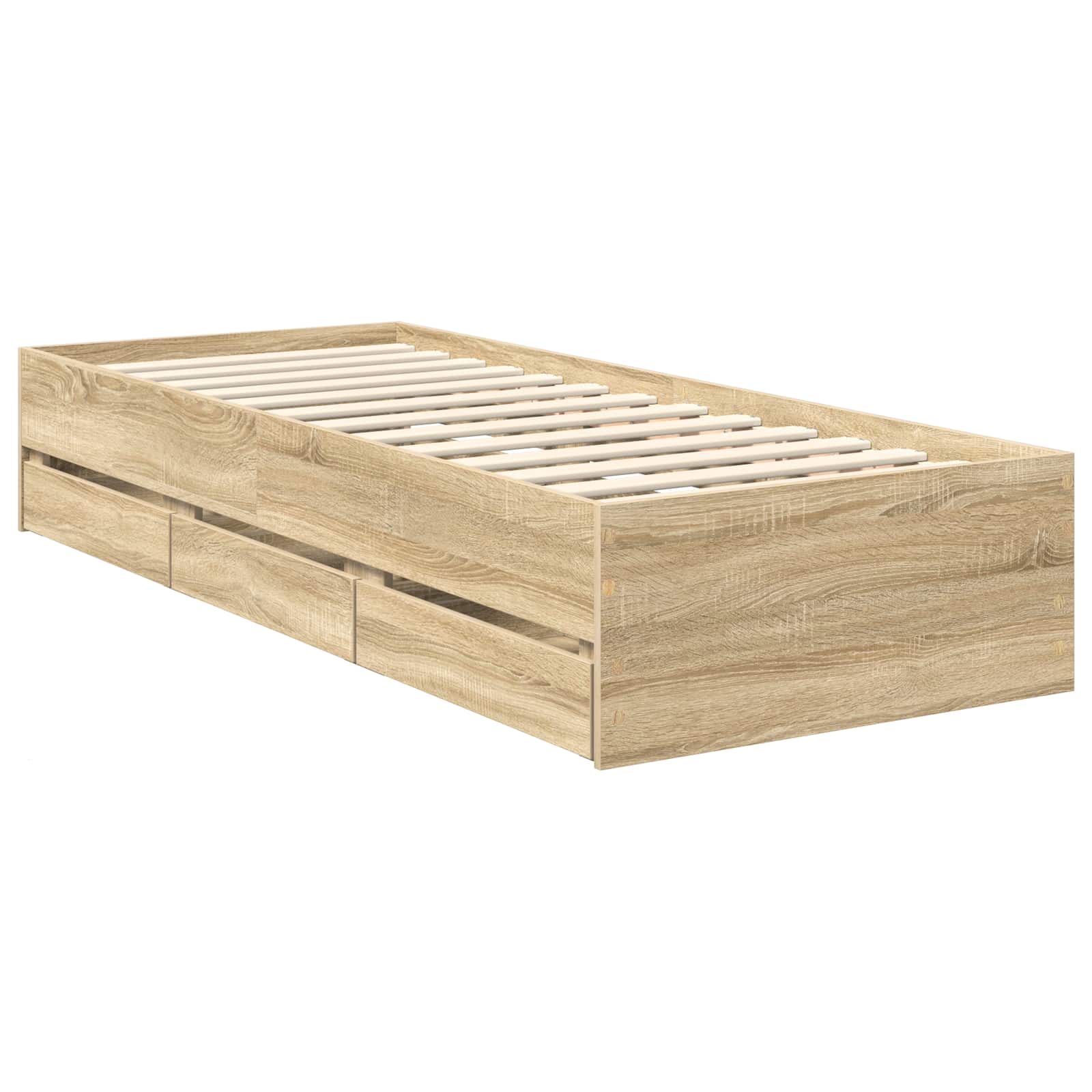 Bedframe met lade Sonoma Eiken 75 x 190 cm Ingenieurshout is nu te koop bij PeponiXL, paradijselijk wonen!
