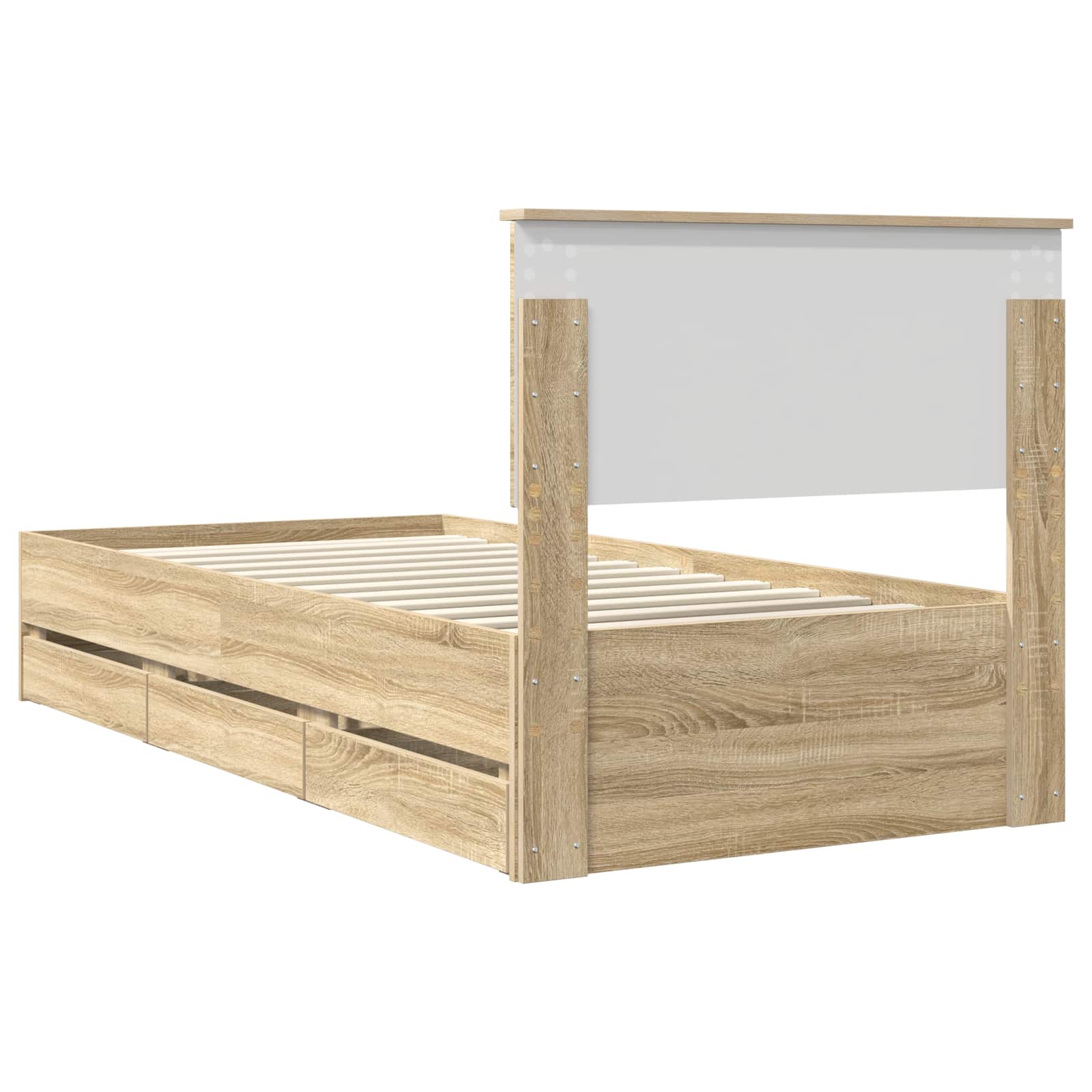 Bedframe met lade Sonoma Eiken 75 x 190 cm Ingenieurshout is nu te koop bij PeponiXL, paradijselijk wonen!
