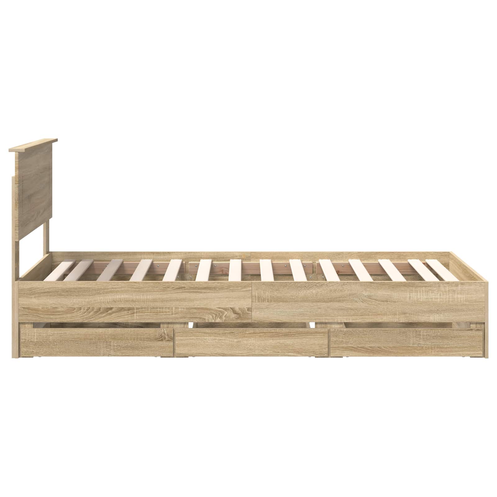 Bedframe met lade Sonoma Eiken 75 x 190 cm Ingenieurshout is nu te koop bij PeponiXL, paradijselijk wonen!