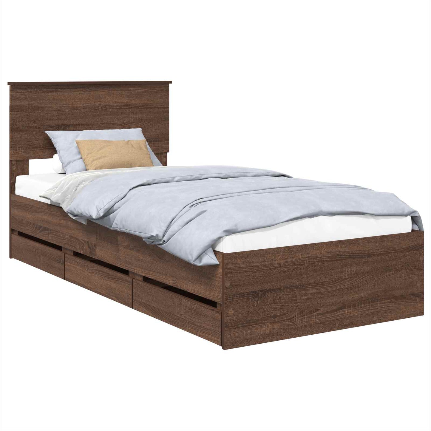 Bedframe met lade Bruin Eiken 75 x 190 cm Ingenieurshout is nu te koop bij PeponiXL, paradijselijk wonen!